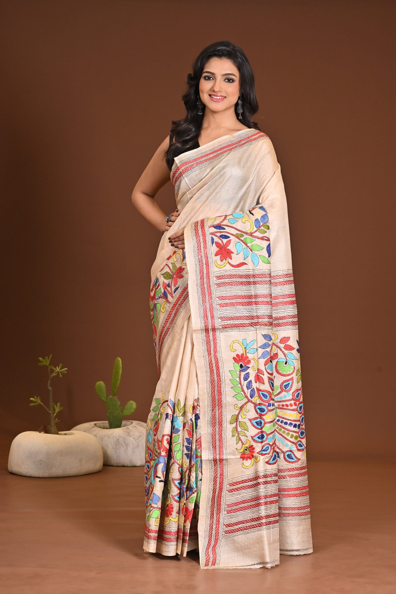 PURE SILK KANTHA SAREE Thumbnail