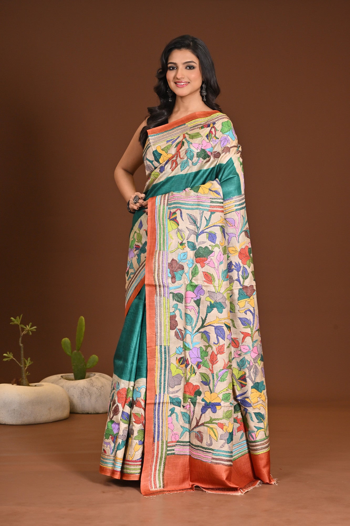 PURE SILK KANTHA SAREE