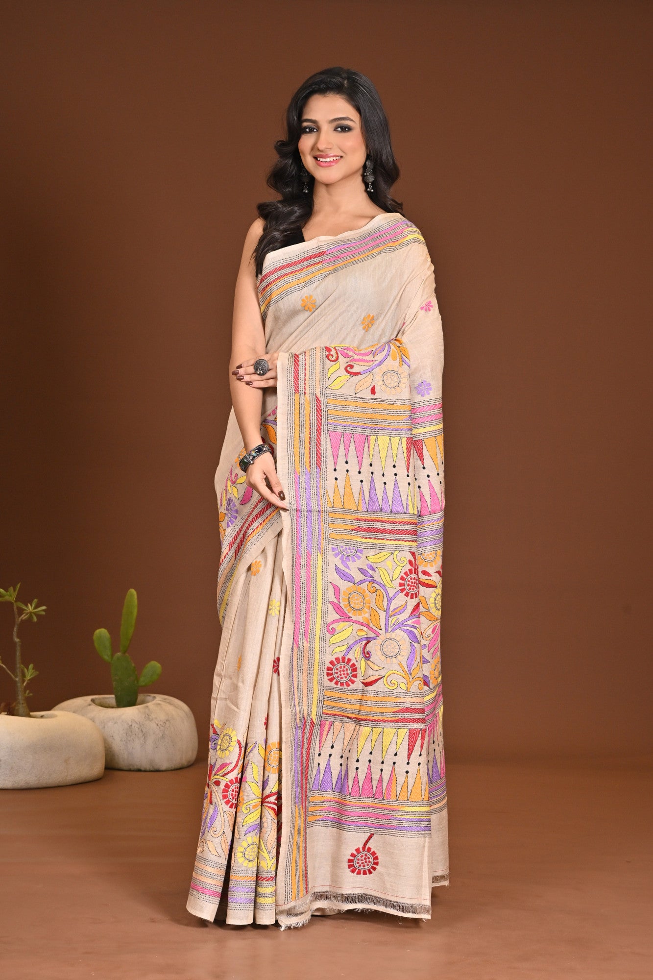 KATAN 3D KANTHA SAREE