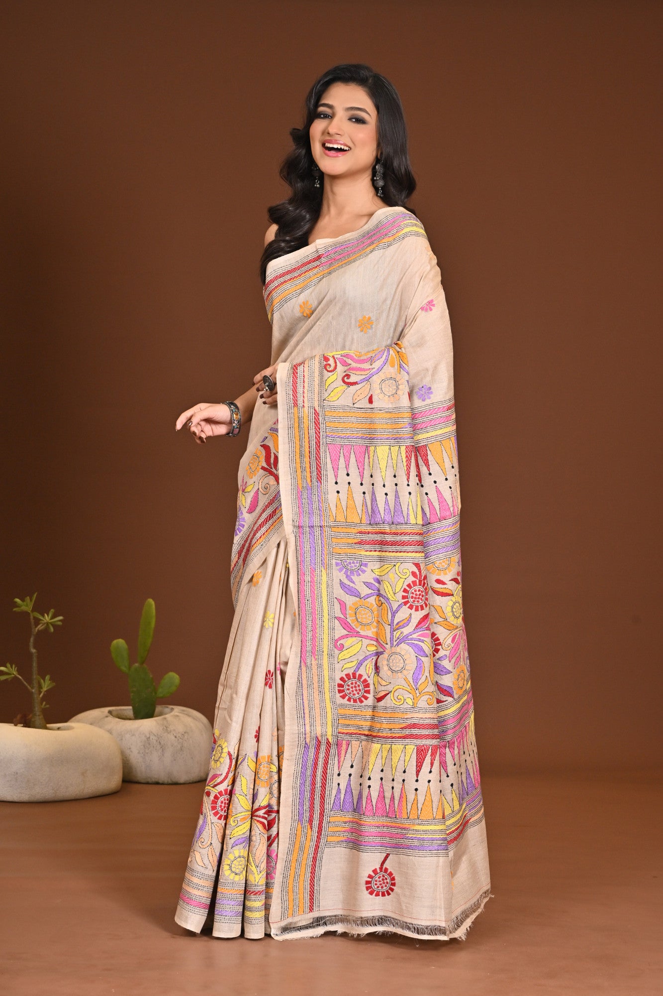 KATAN 3D KANTHA SAREE