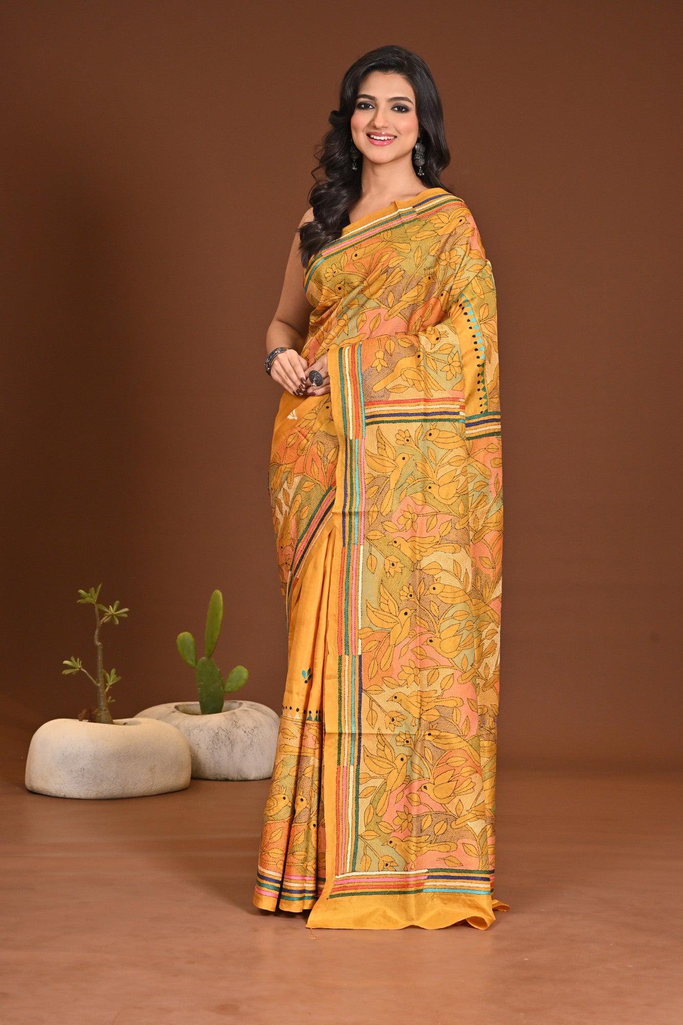 PURE SILK KANTHA SAREE Thumbnail
