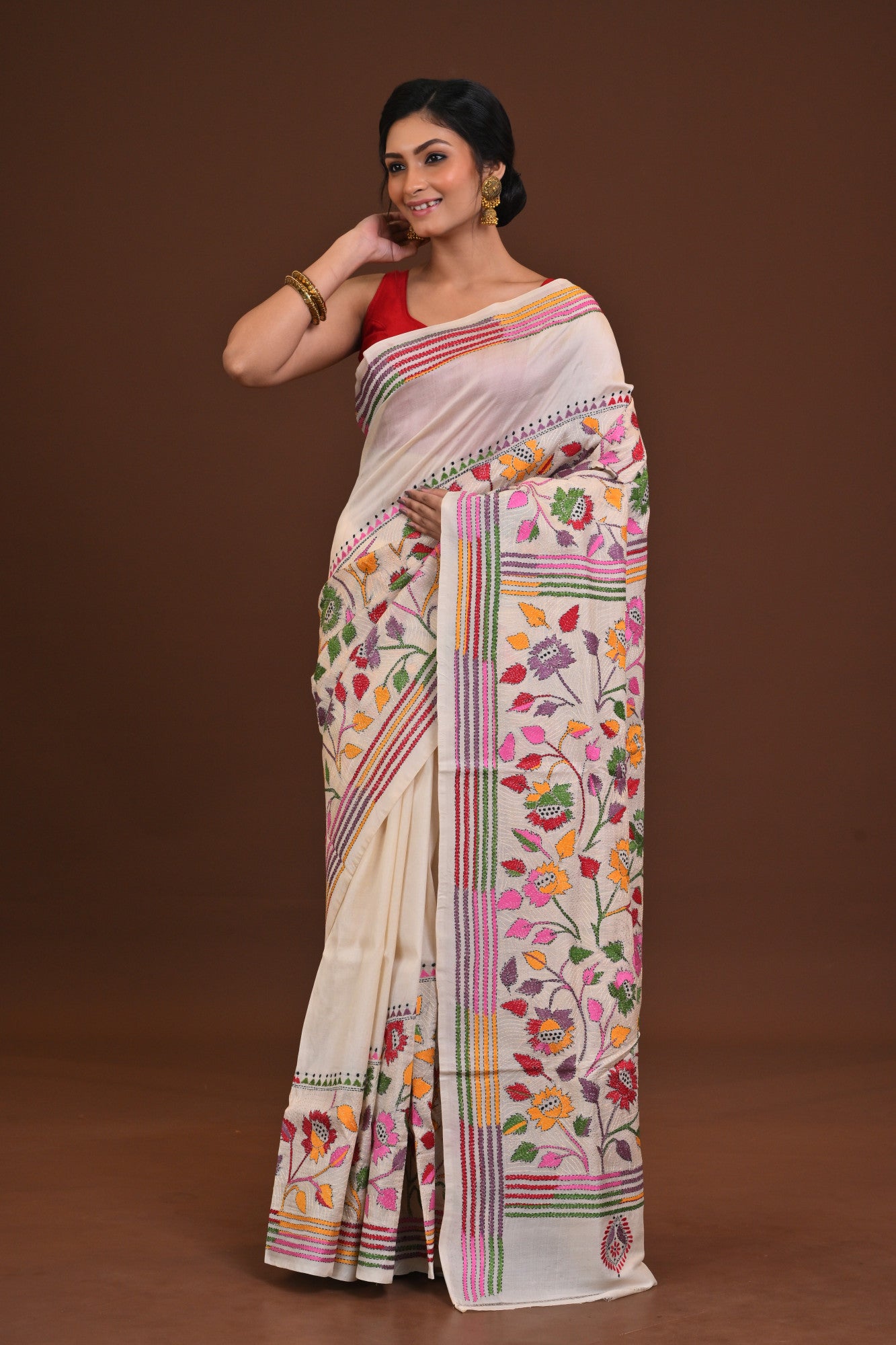 Pure Silk Kantha Saree Thumbnail