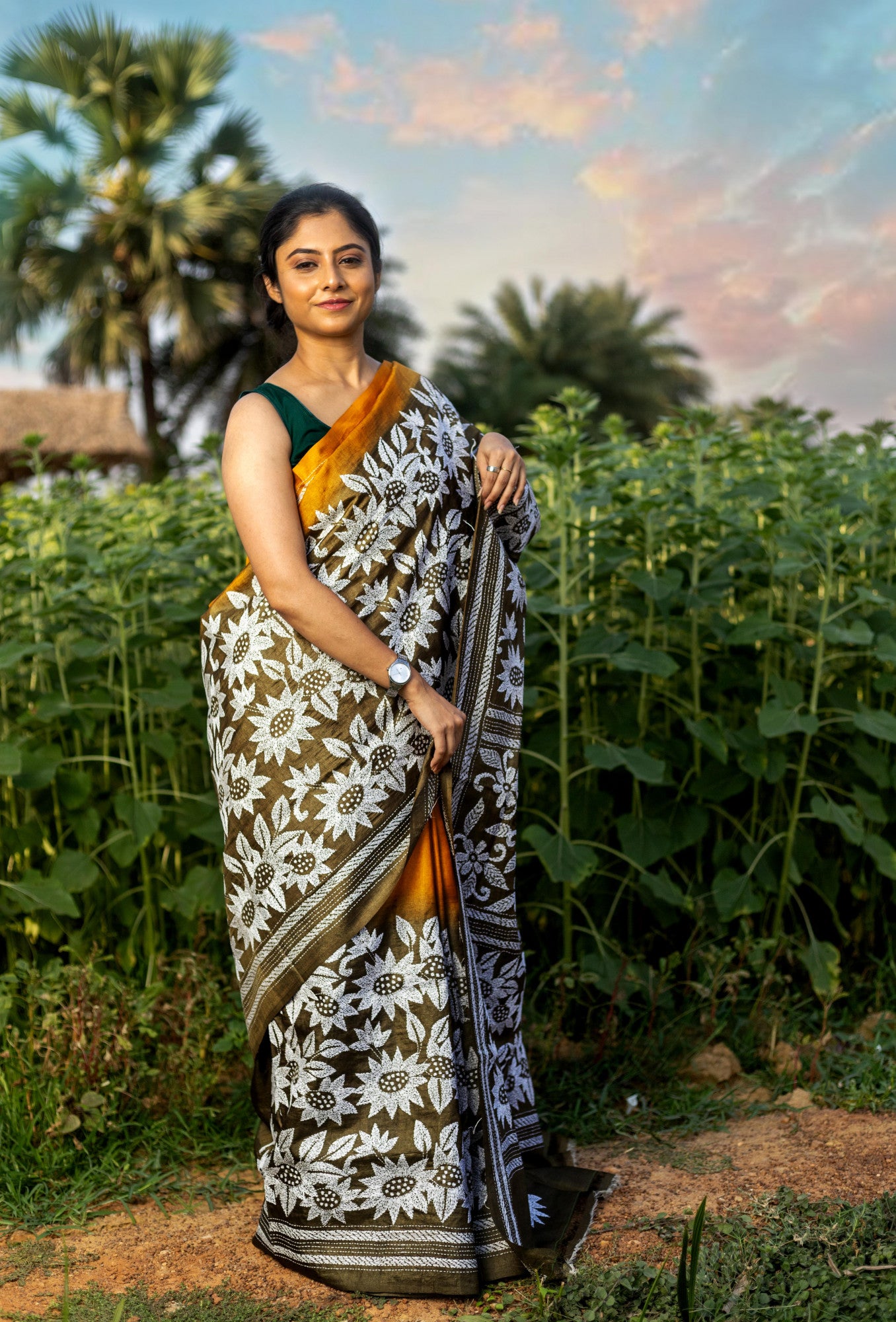 PURE SILK KANTHA SAREE
