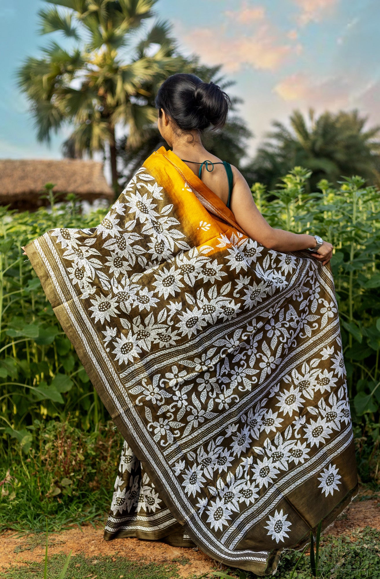 PURE SILK KANTHA SAREE