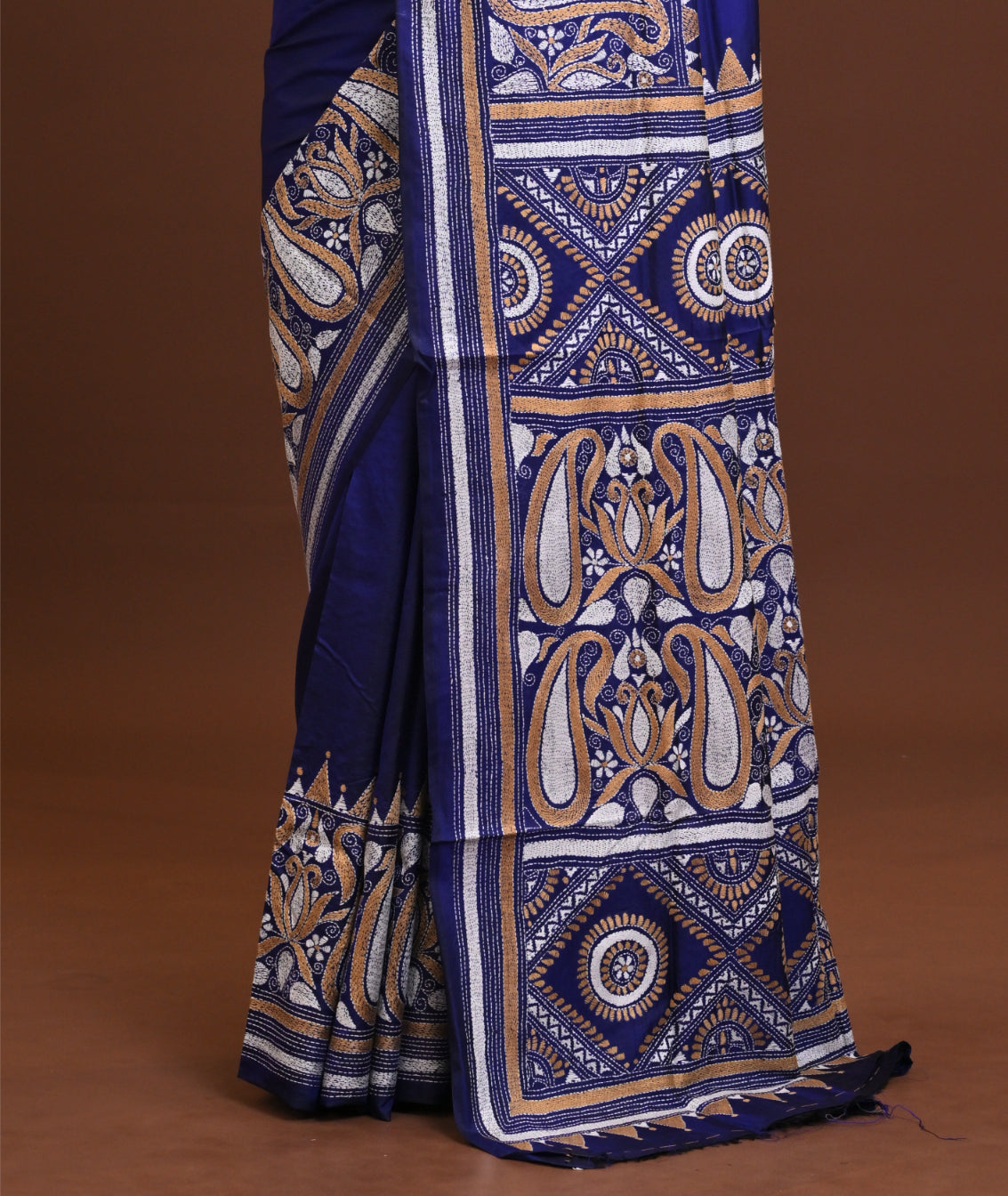 Pure Silk Kantha Stitch Saree