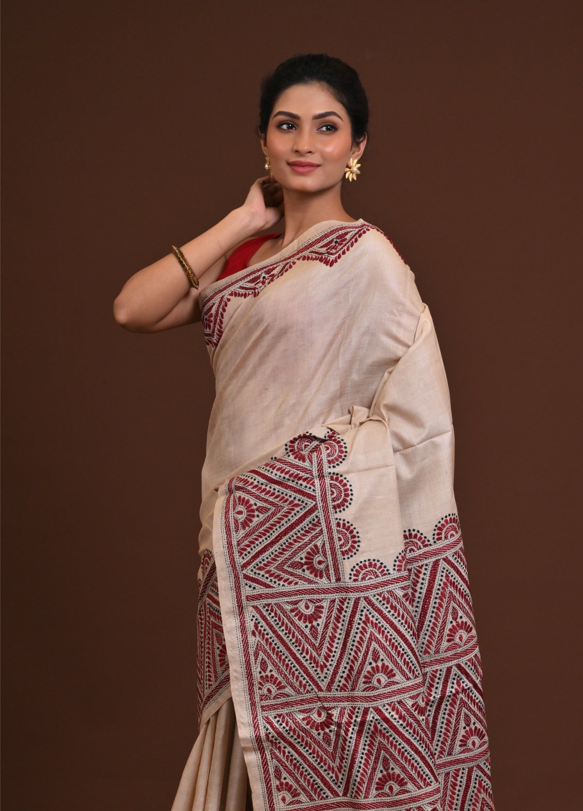Pure Silk Kantha Saree Thumbnail