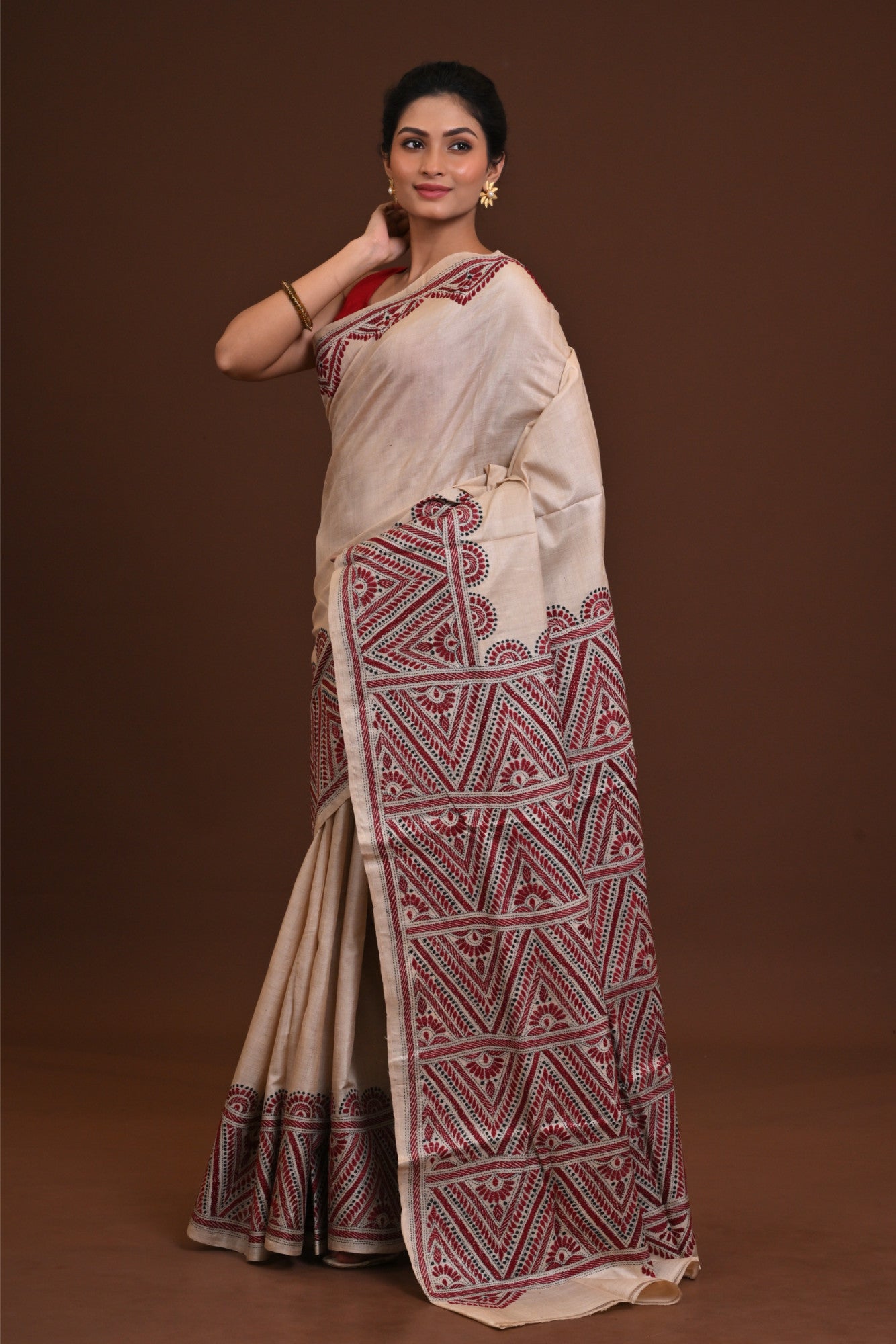Pure Silk Kantha Saree Thumbnail