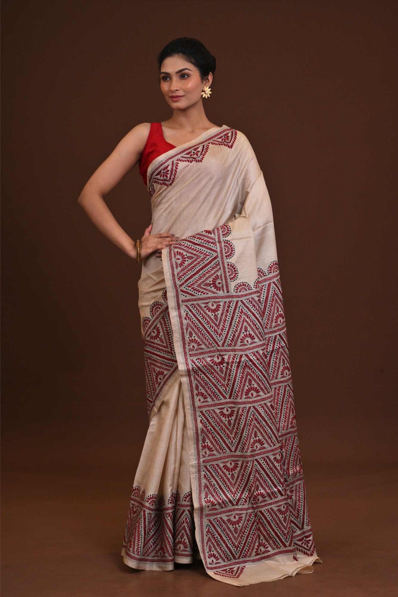 Pure Silk Kantha Saree Thumbnail