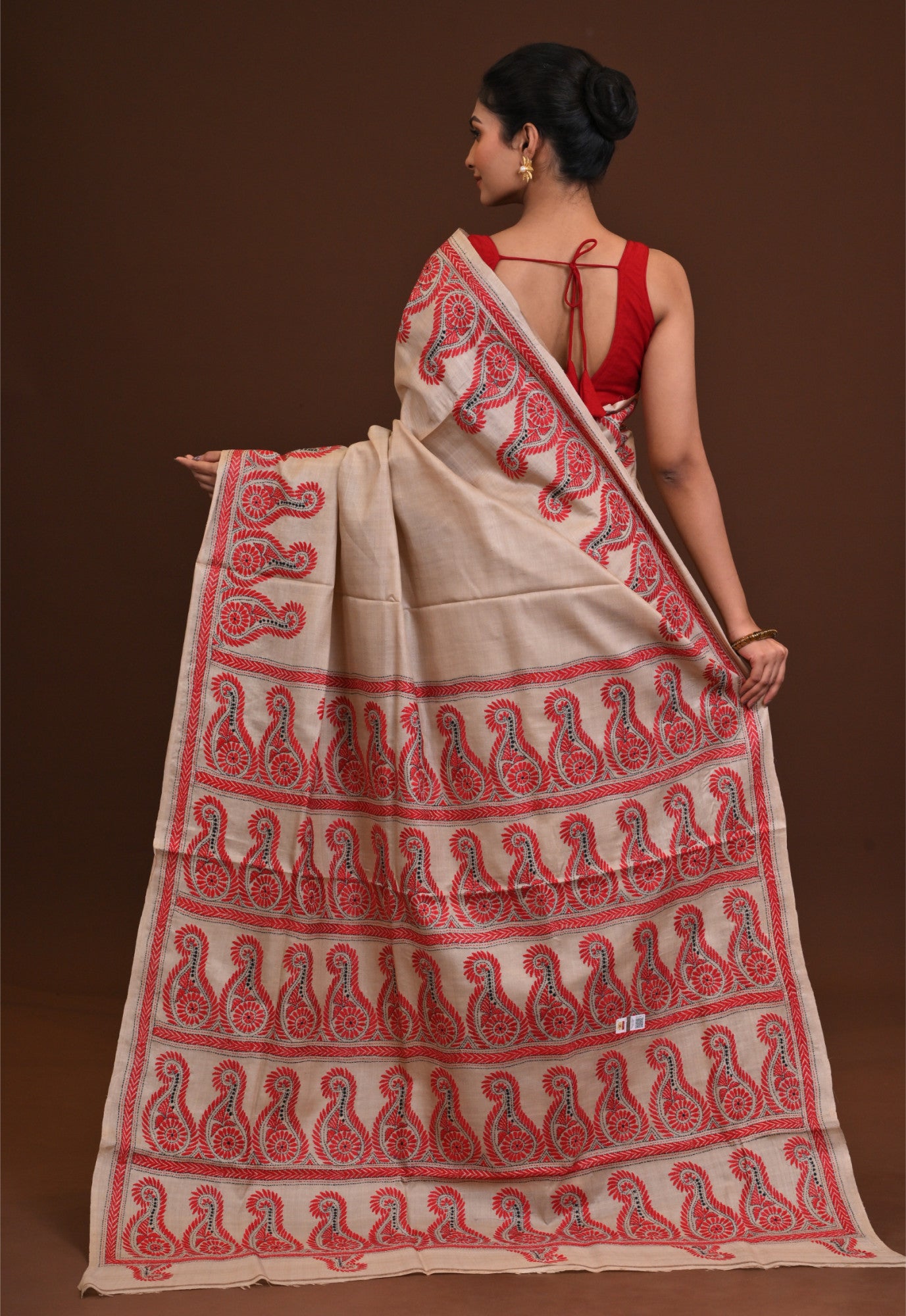 Pure Silk Kantha Stitch Saree