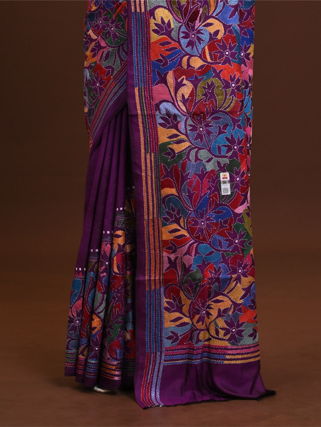 Pure Silk Kantha Stitch Saree