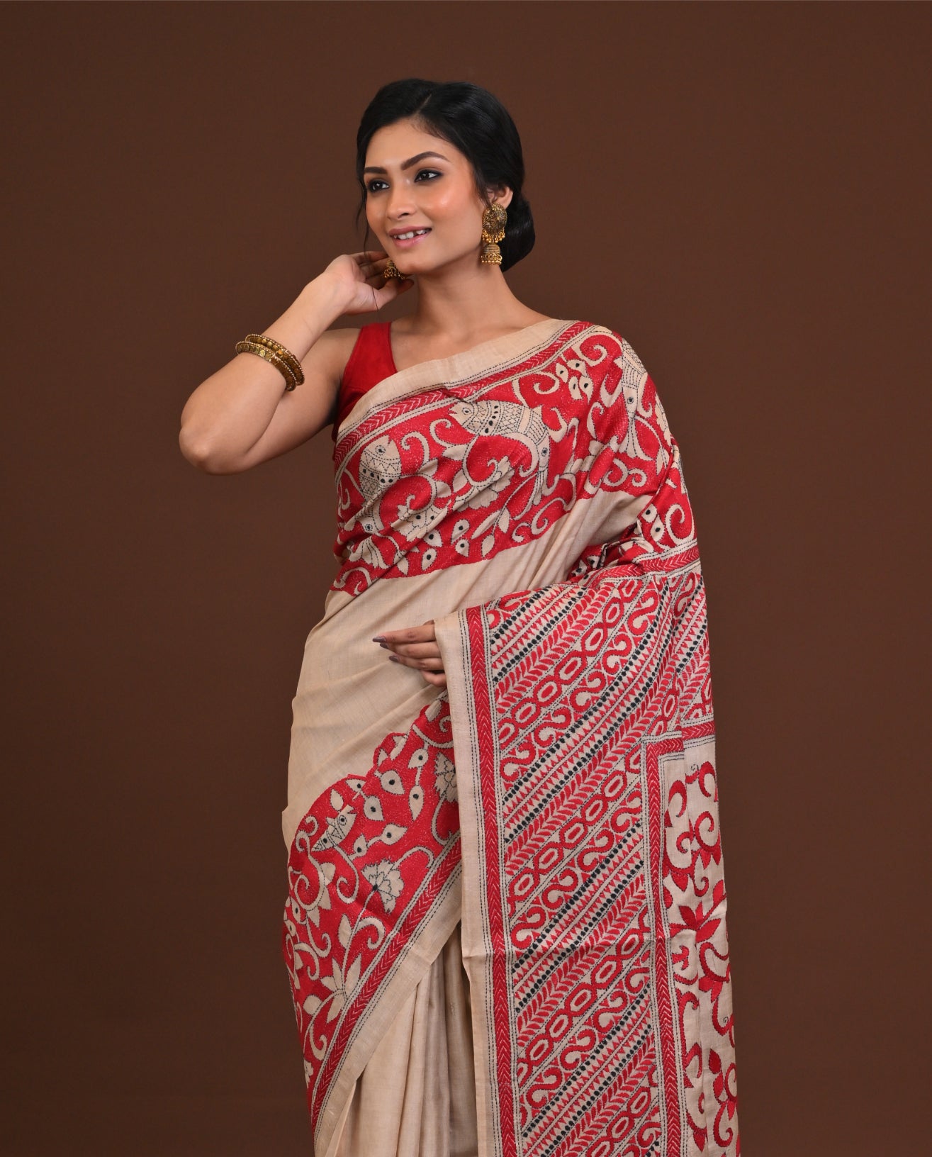 Pure Silk Kantha Saree Thumbnail