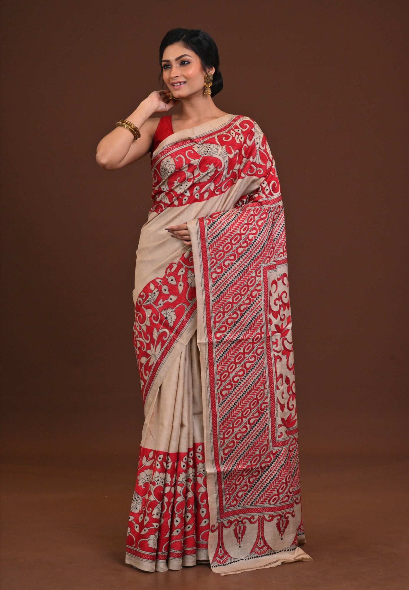 Pure Silk Kantha Saree Thumbnail
