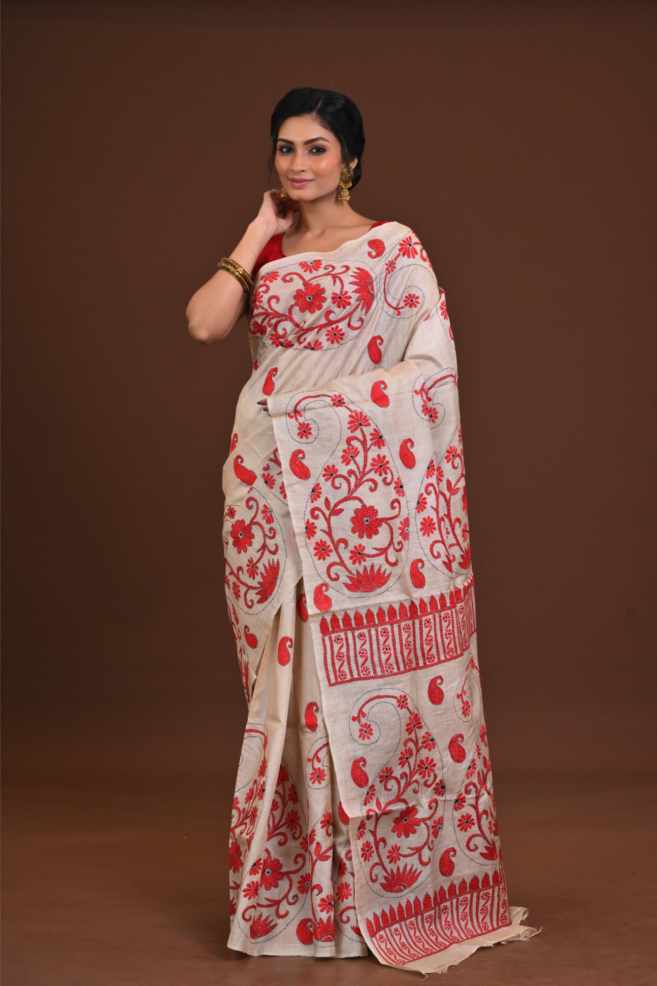 Pure Silk Kantha Saree Thumbnail