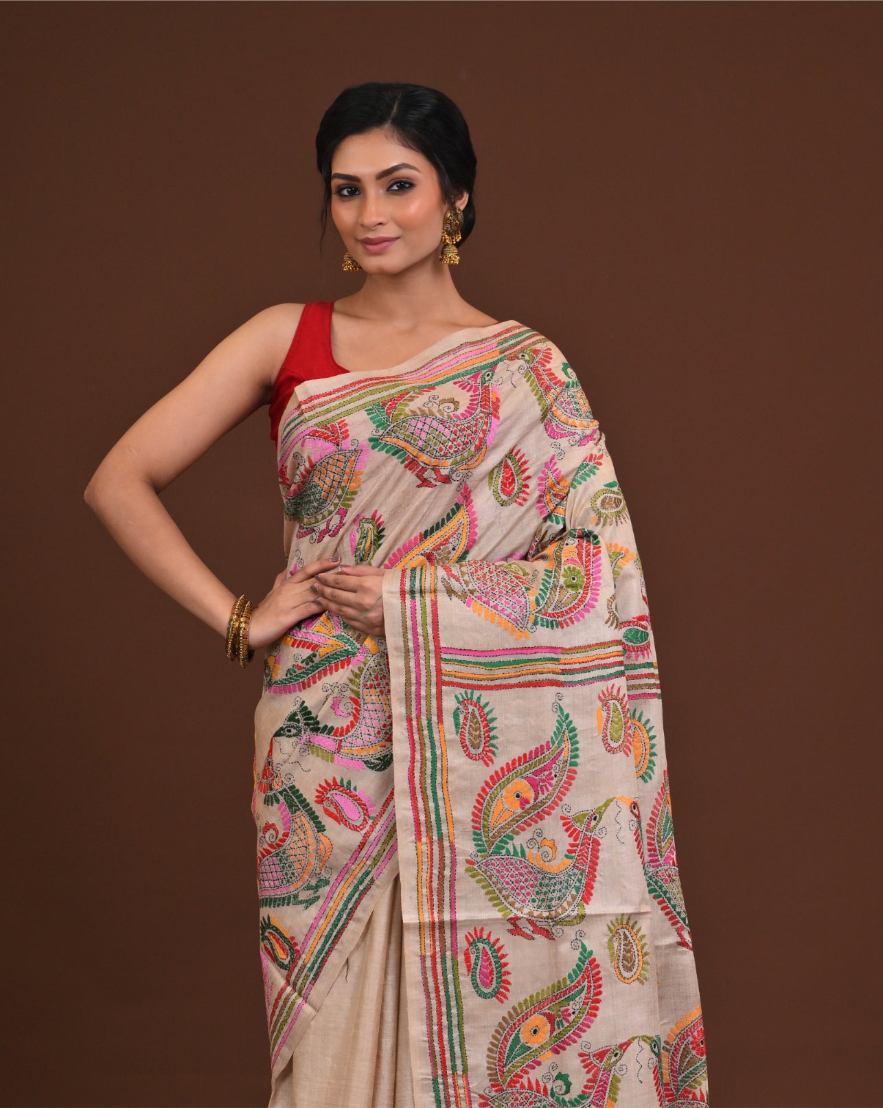 Pure Silk Kantha Saree Thumbnail