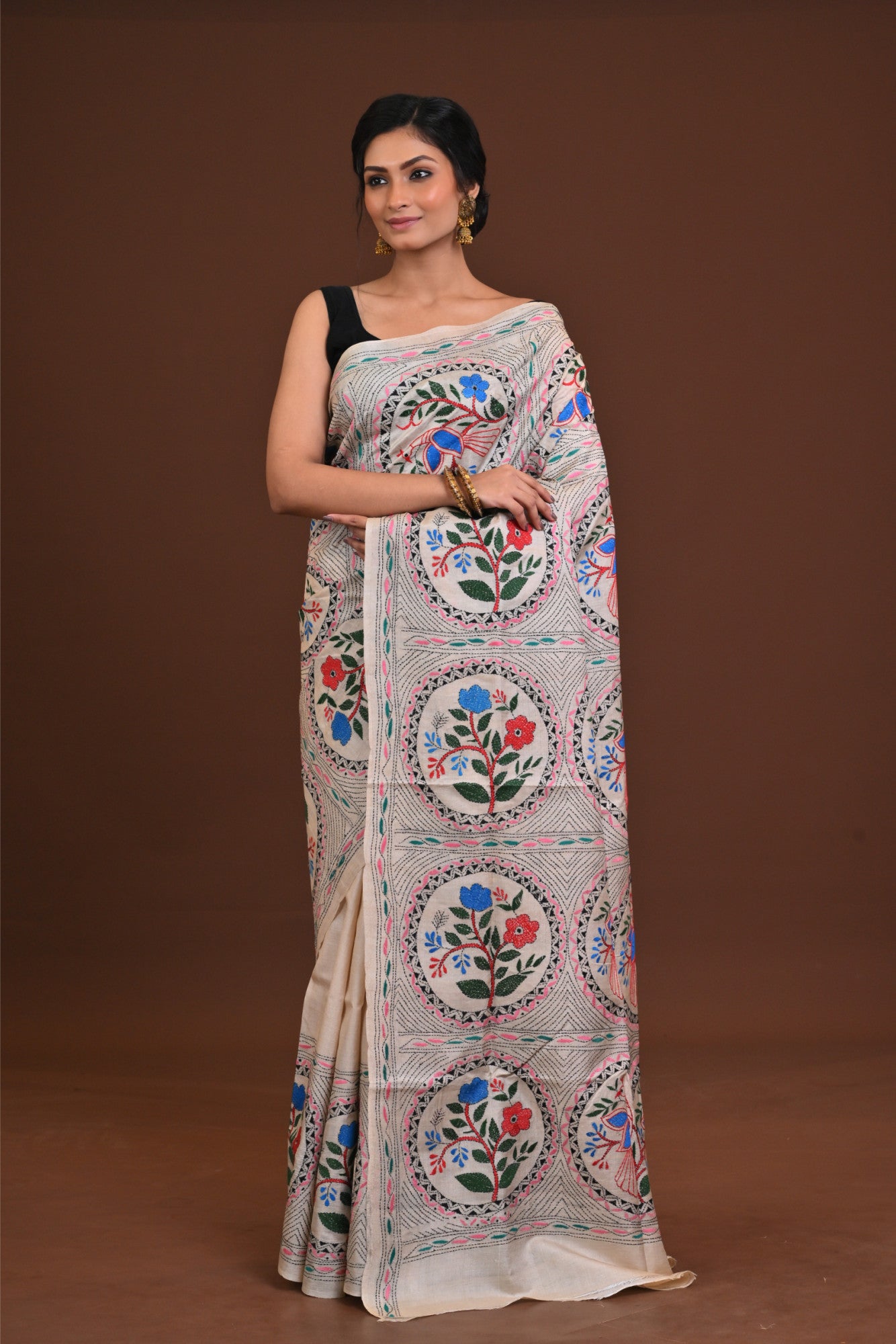 Pure Silk Kantha Saree Thumbnail