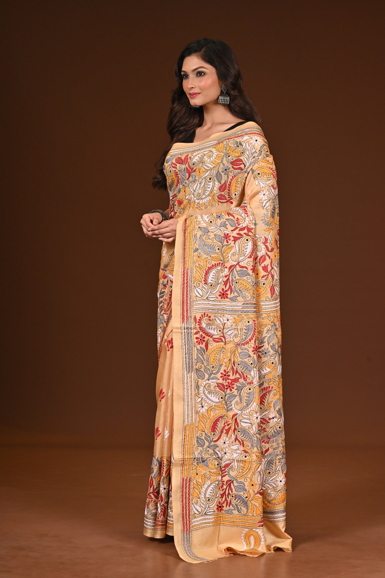 PURE SILK KANTHA SAREE Thumbnail