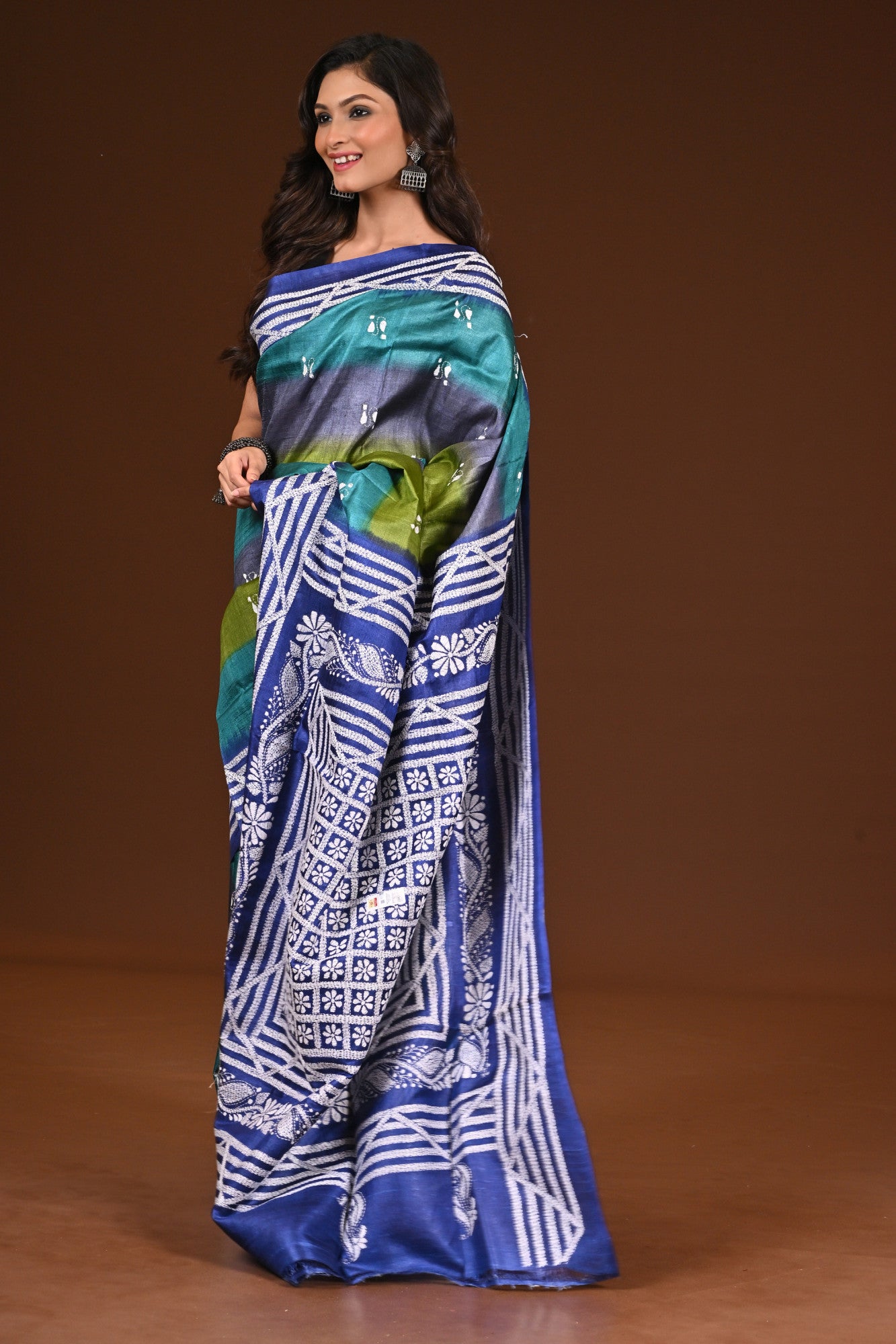 PURE SILK KANTHA SAREE Thumbnail