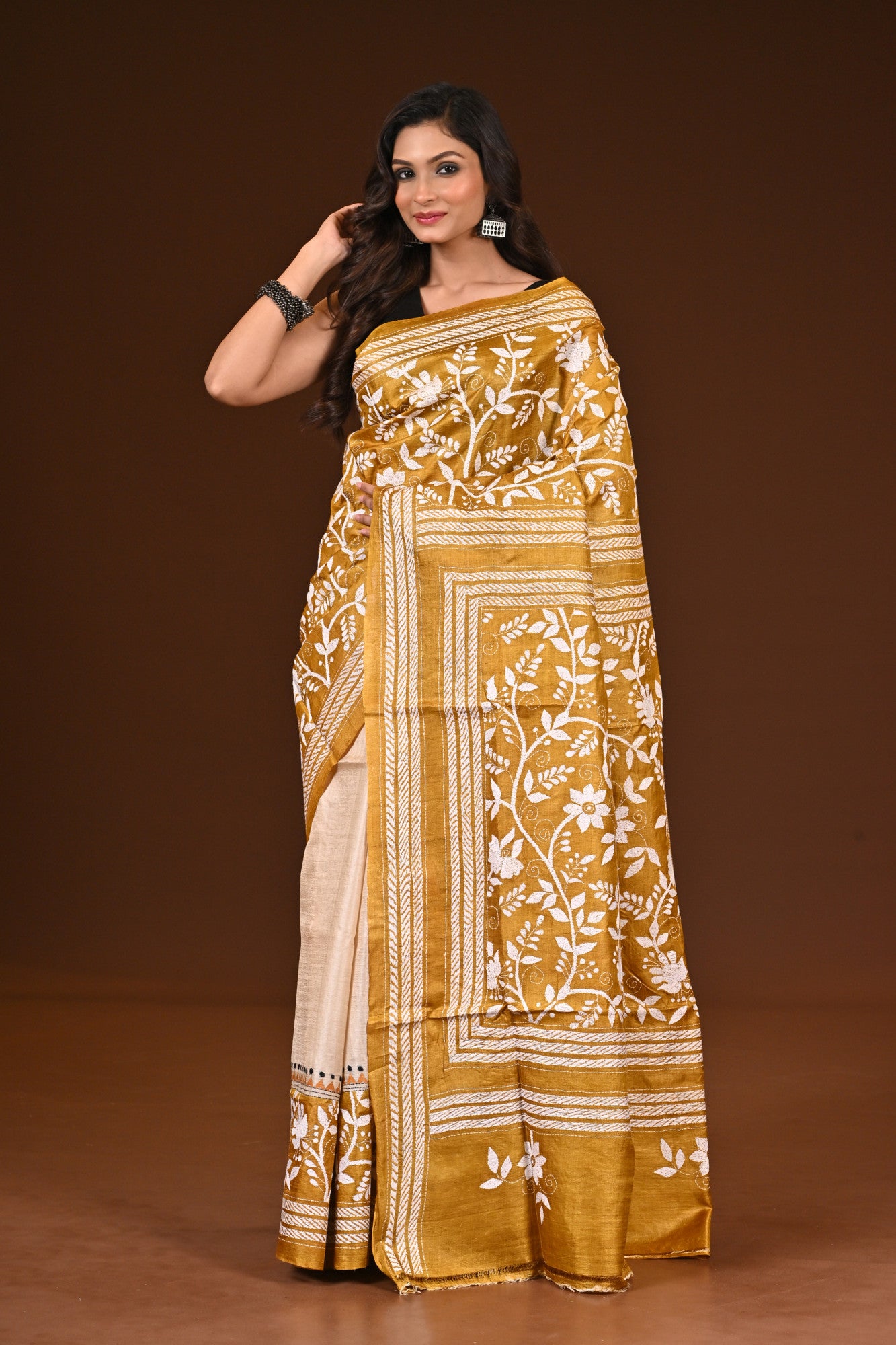 PURE SILK KANTHA SAREE