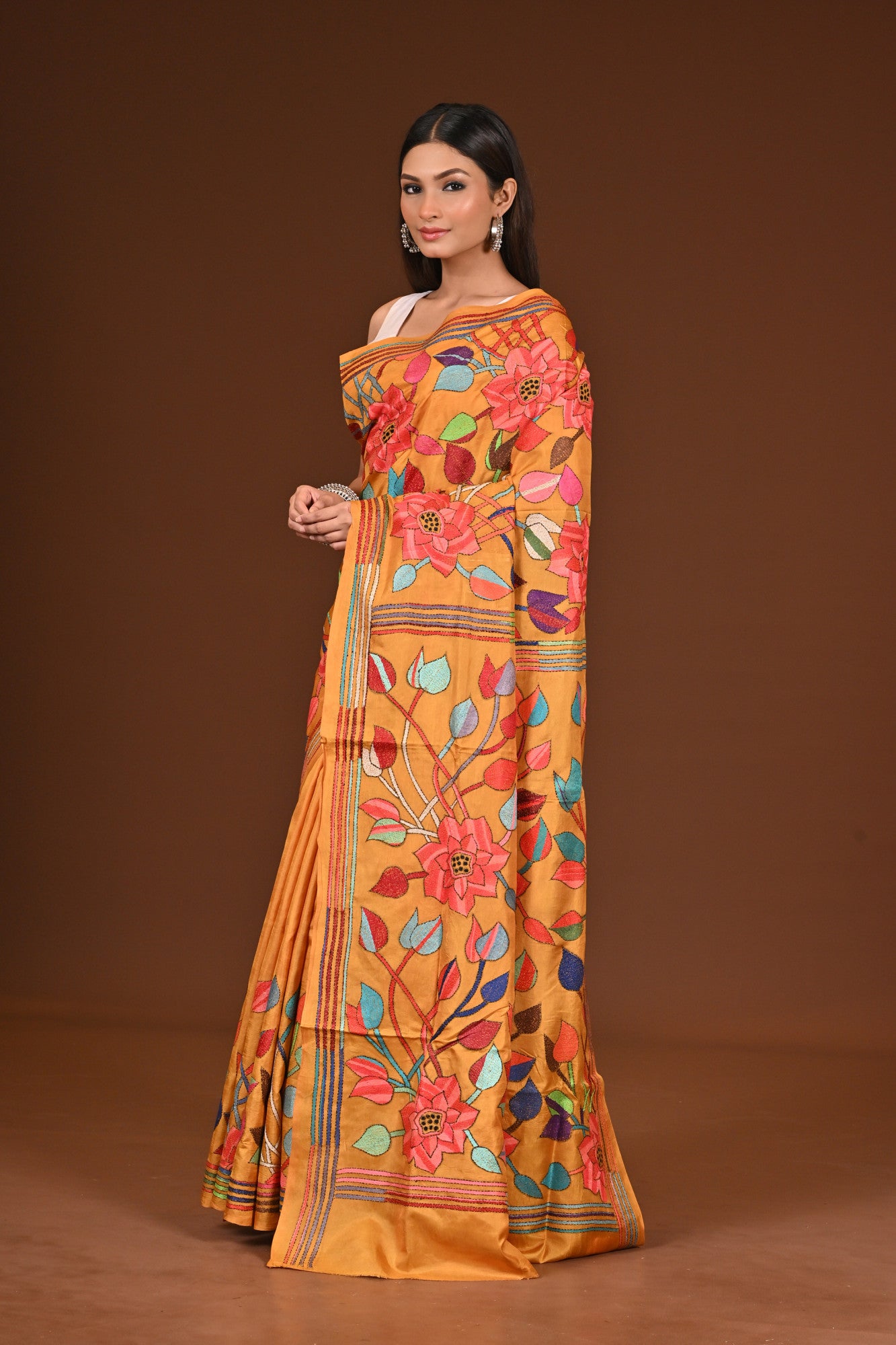 PURE  SILK KANTHA SAREE Thumbnail