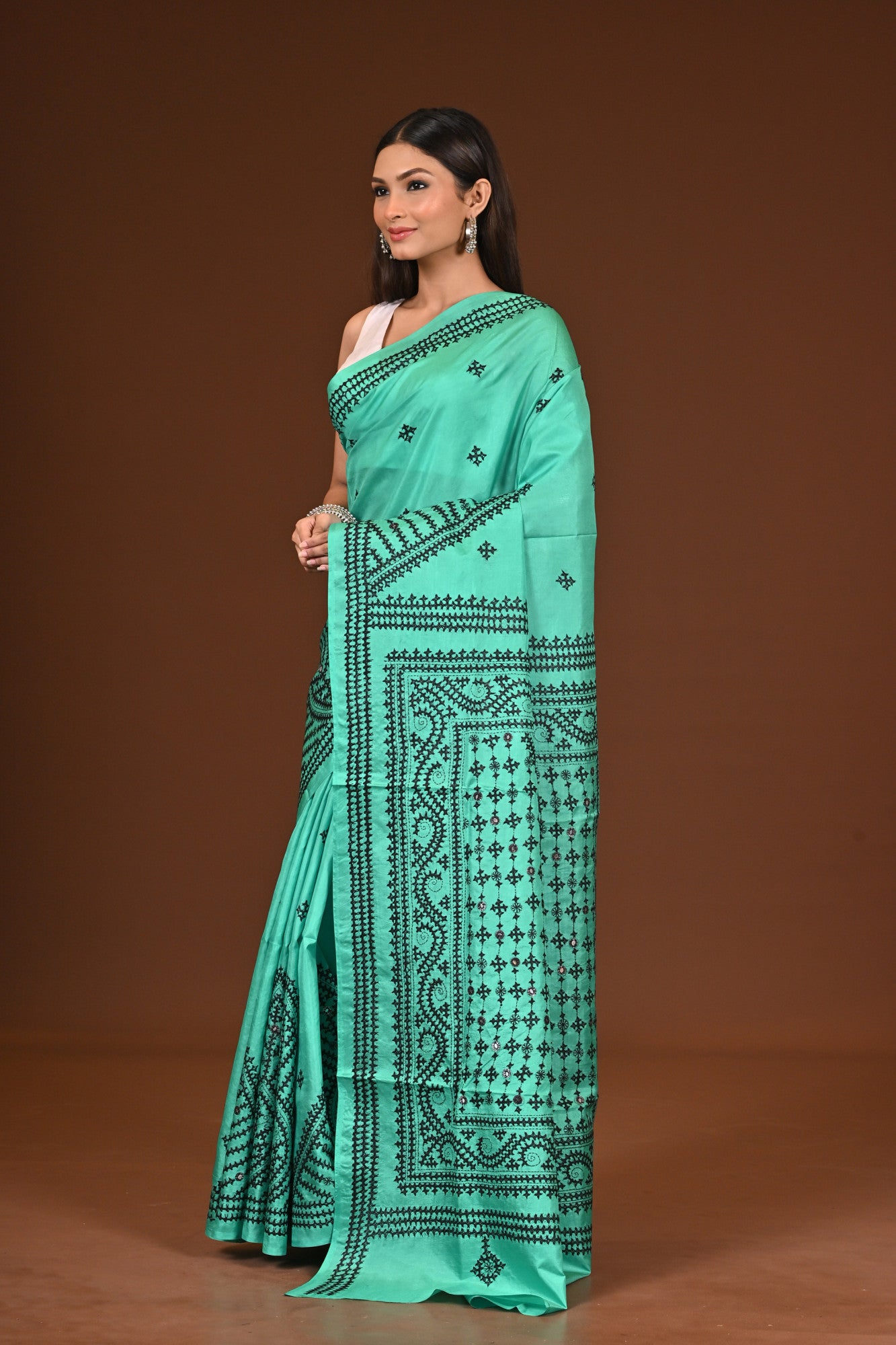 PURE  SILK KANTHA SAREE Thumbnail