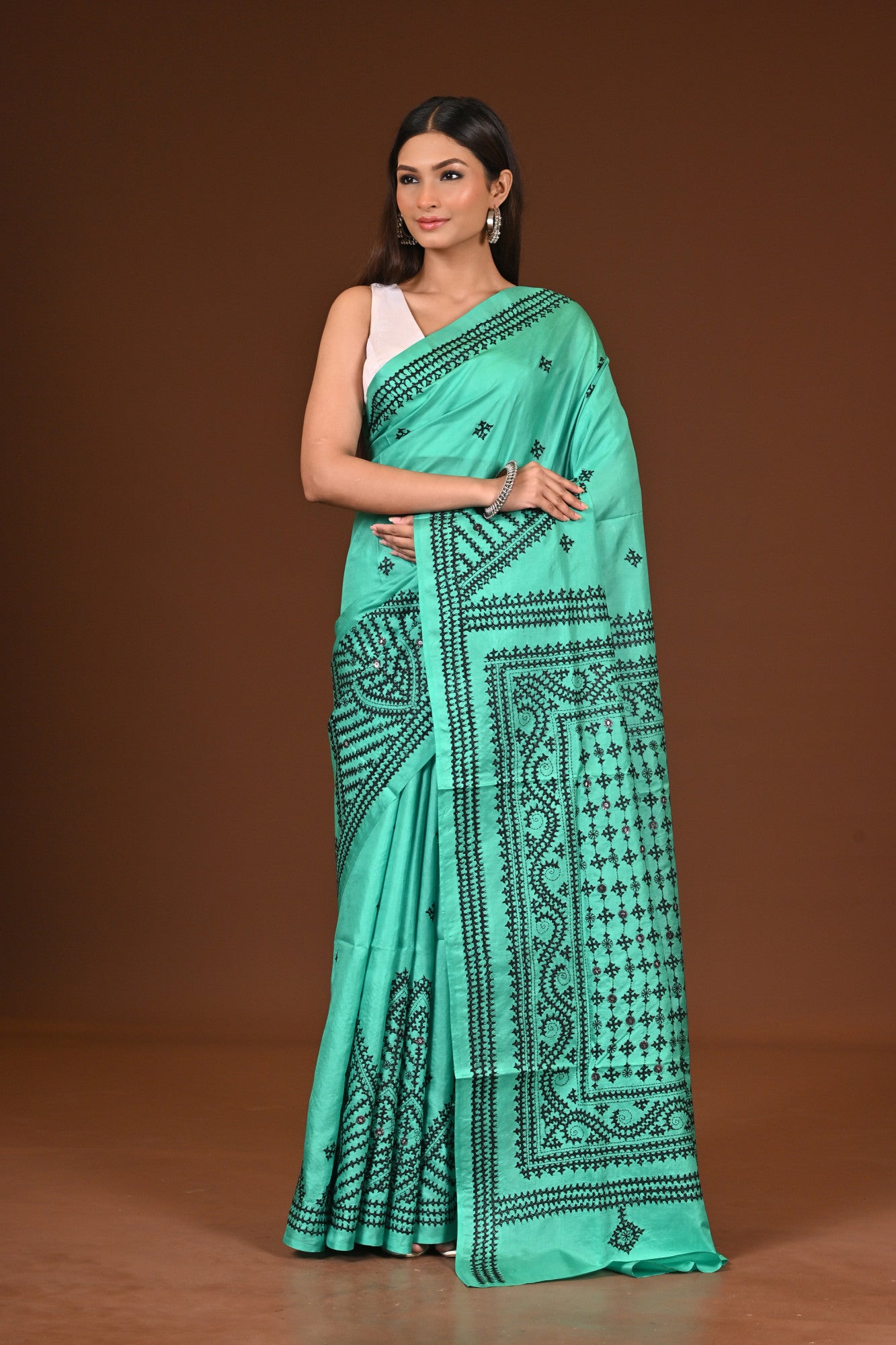 PURE  SILK KANTHA SAREE Thumbnail