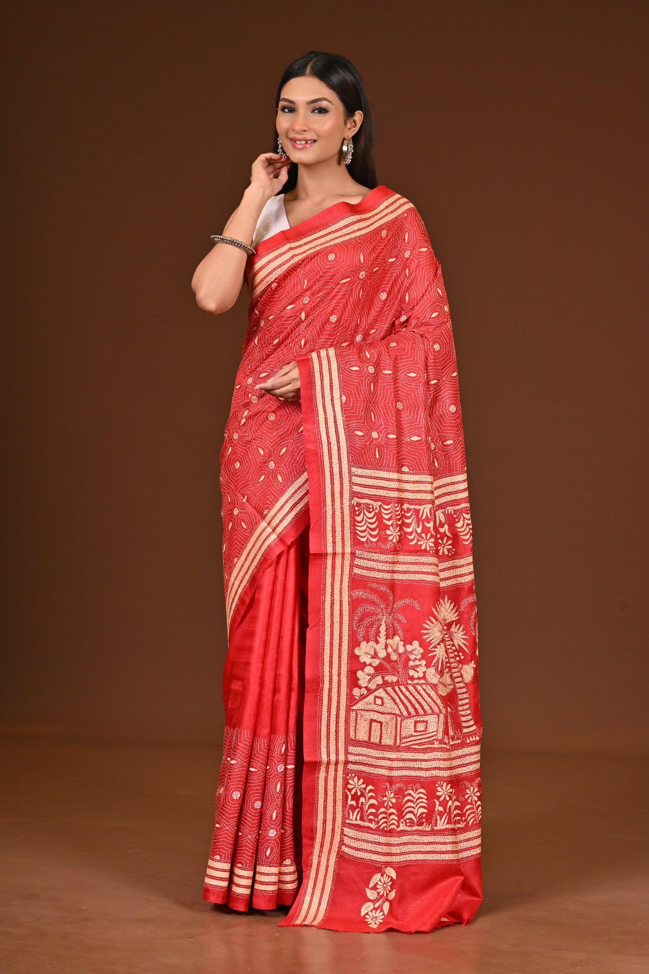 PURE  SILK KANTHA SAREE