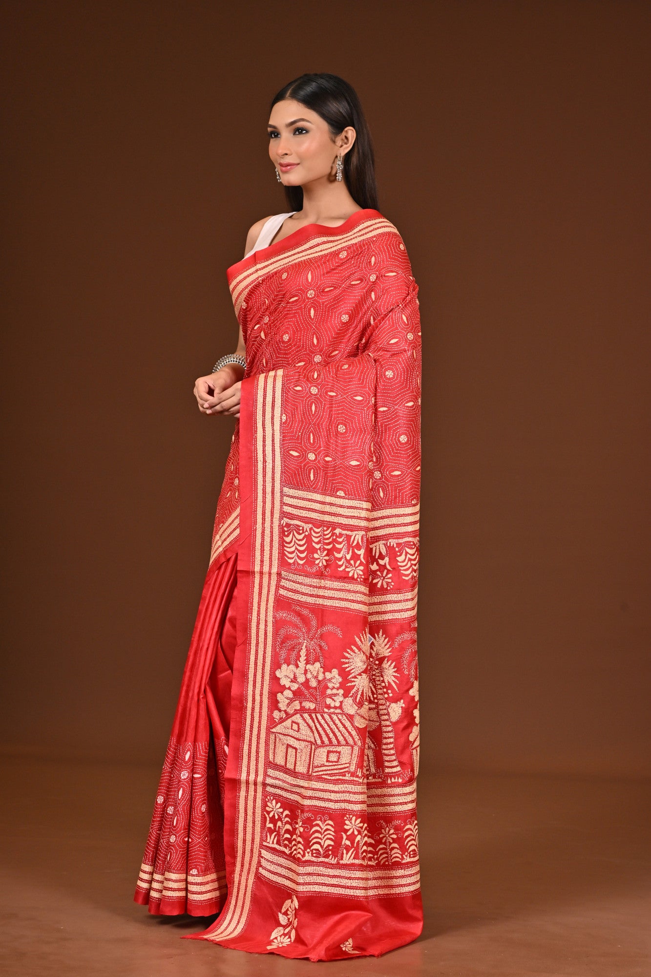 PURE  SILK KANTHA SAREE Thumbnail