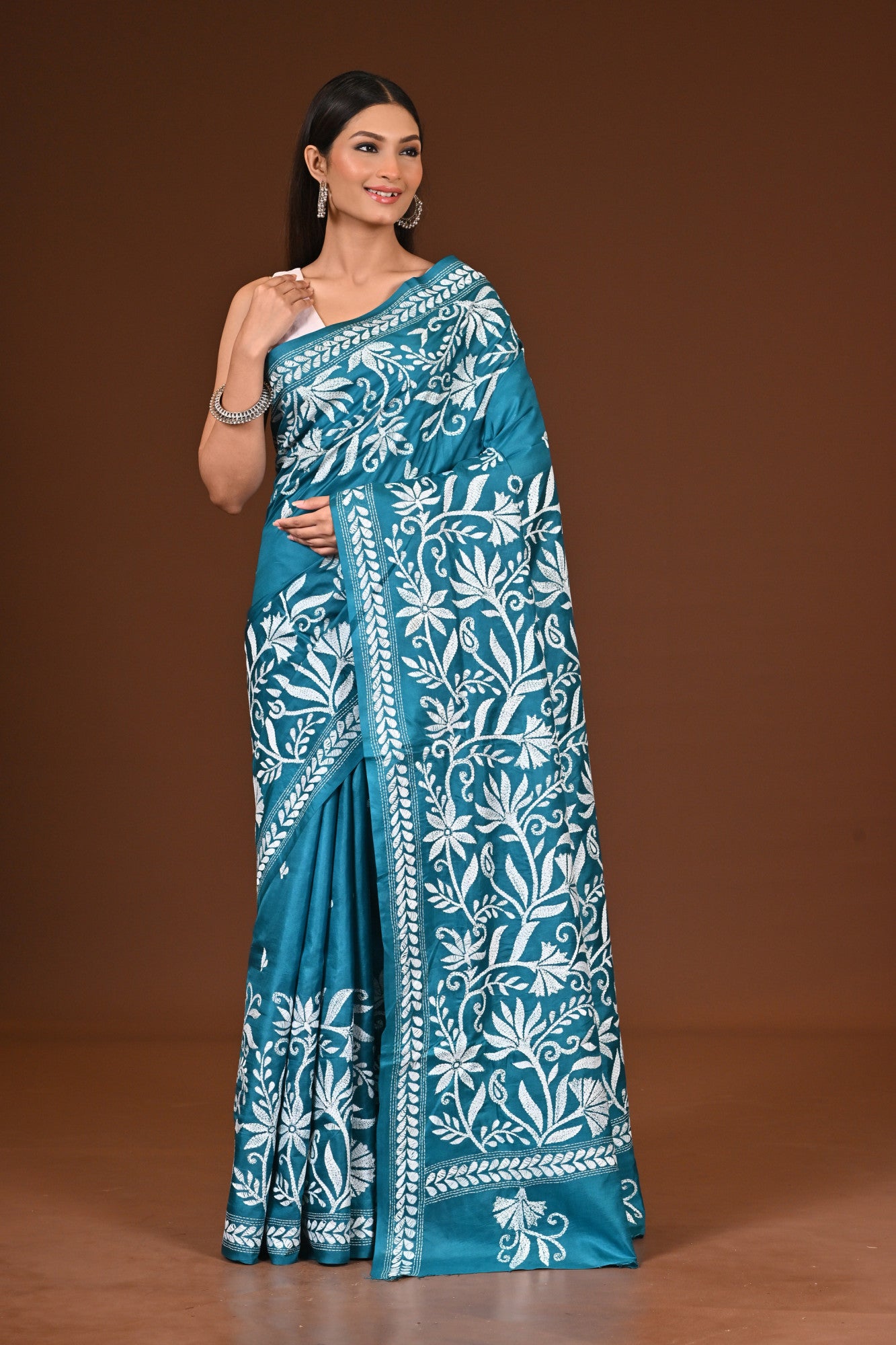 PURE  SILK KANTHA SAREE Thumbnail