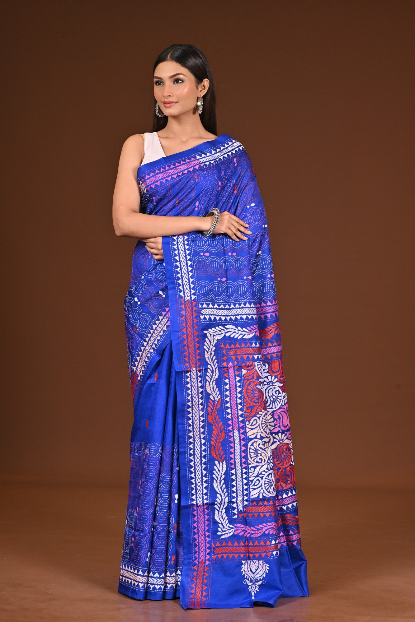 PURE  SILK KANTHA SAREE Thumbnail