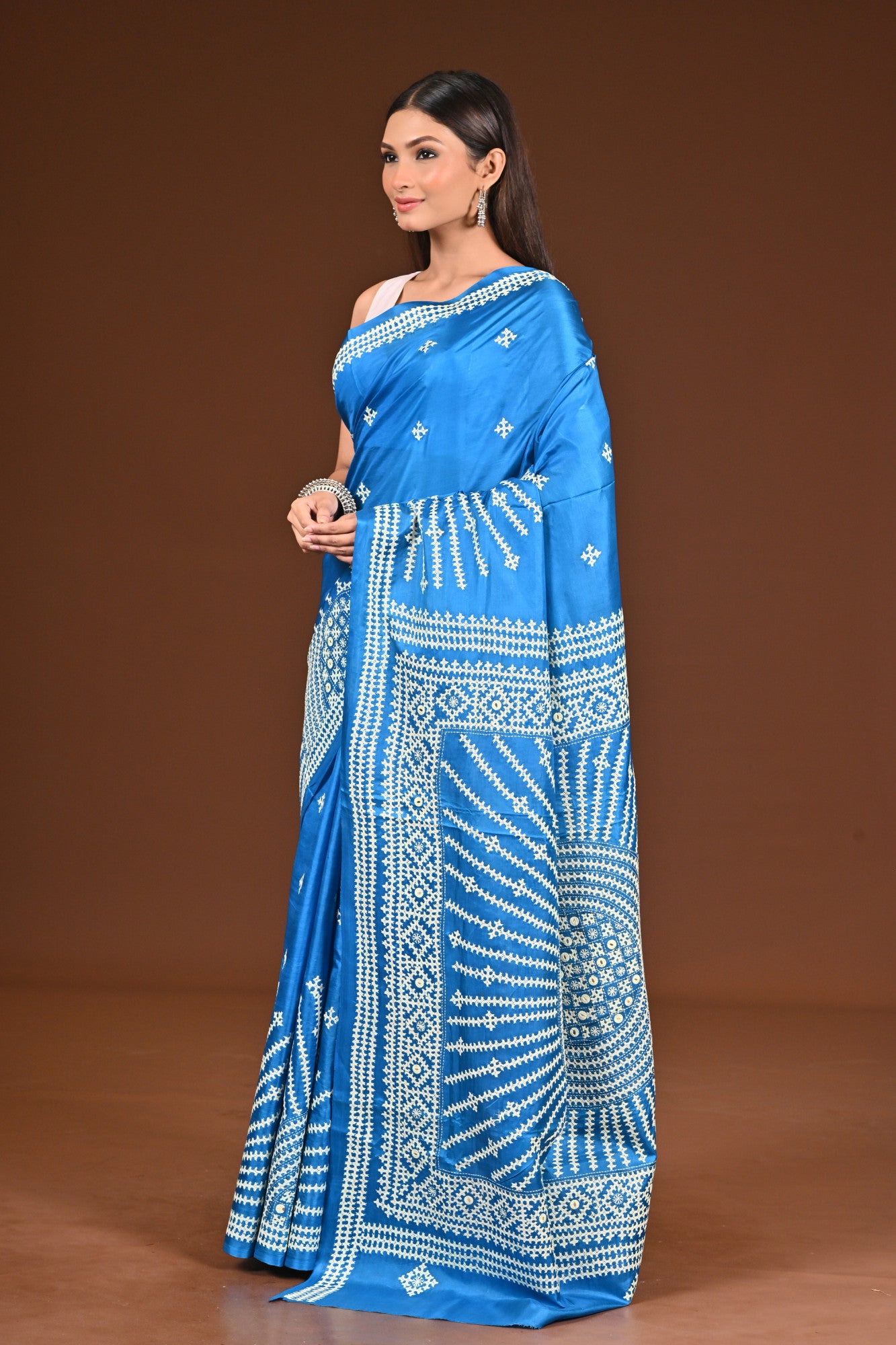 PURE  SILK KANTHA SAREE Thumbnail