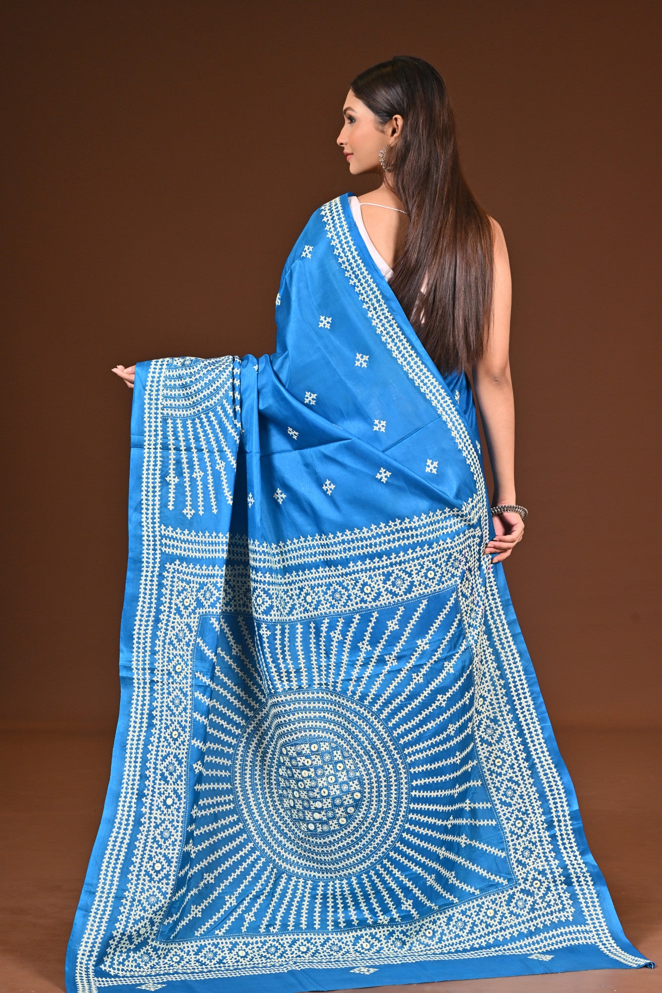 PURE  SILK KANTHA SAREE Thumbnail
