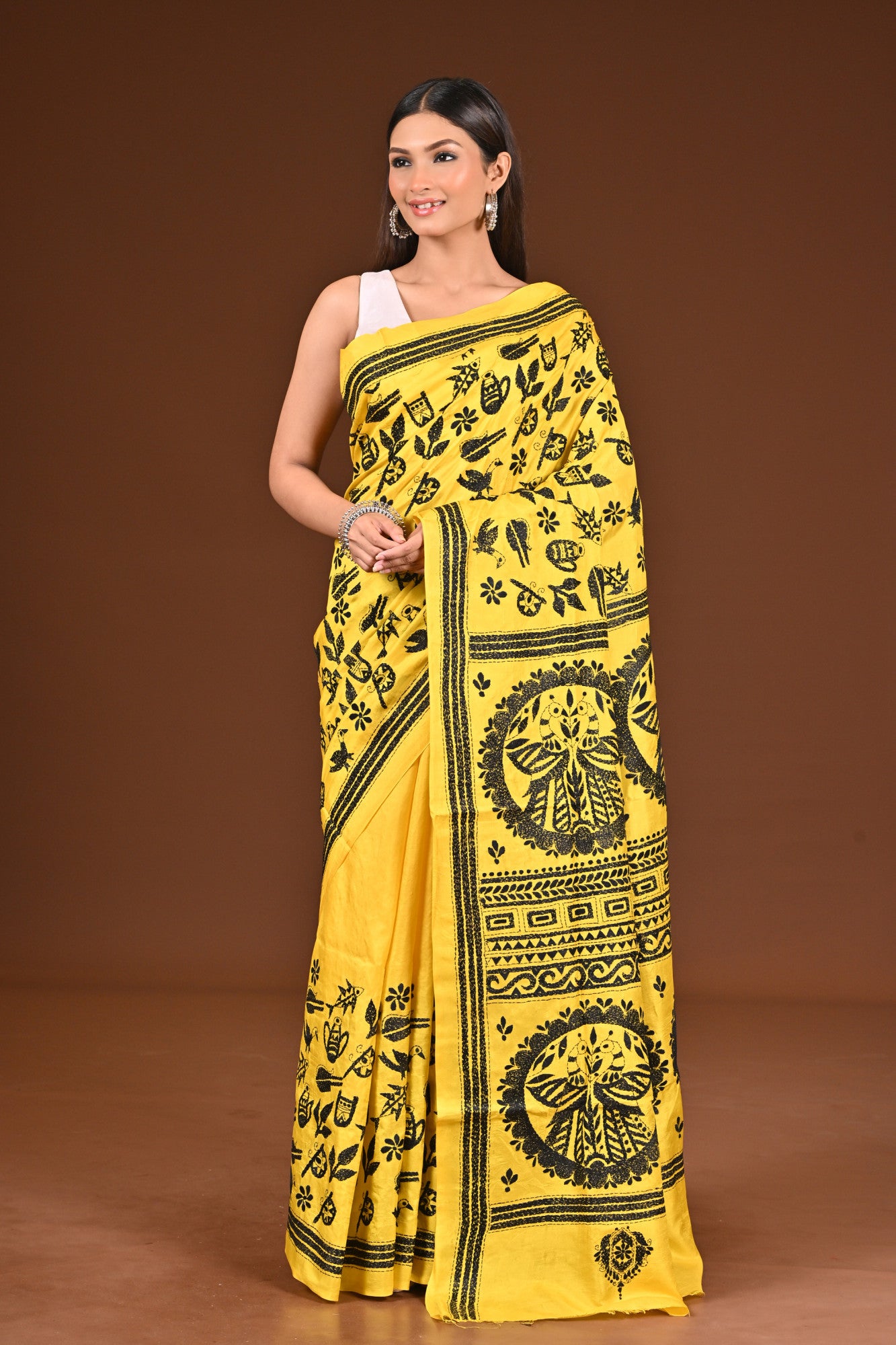 PURE  SILK KANTHA SAREE Thumbnail