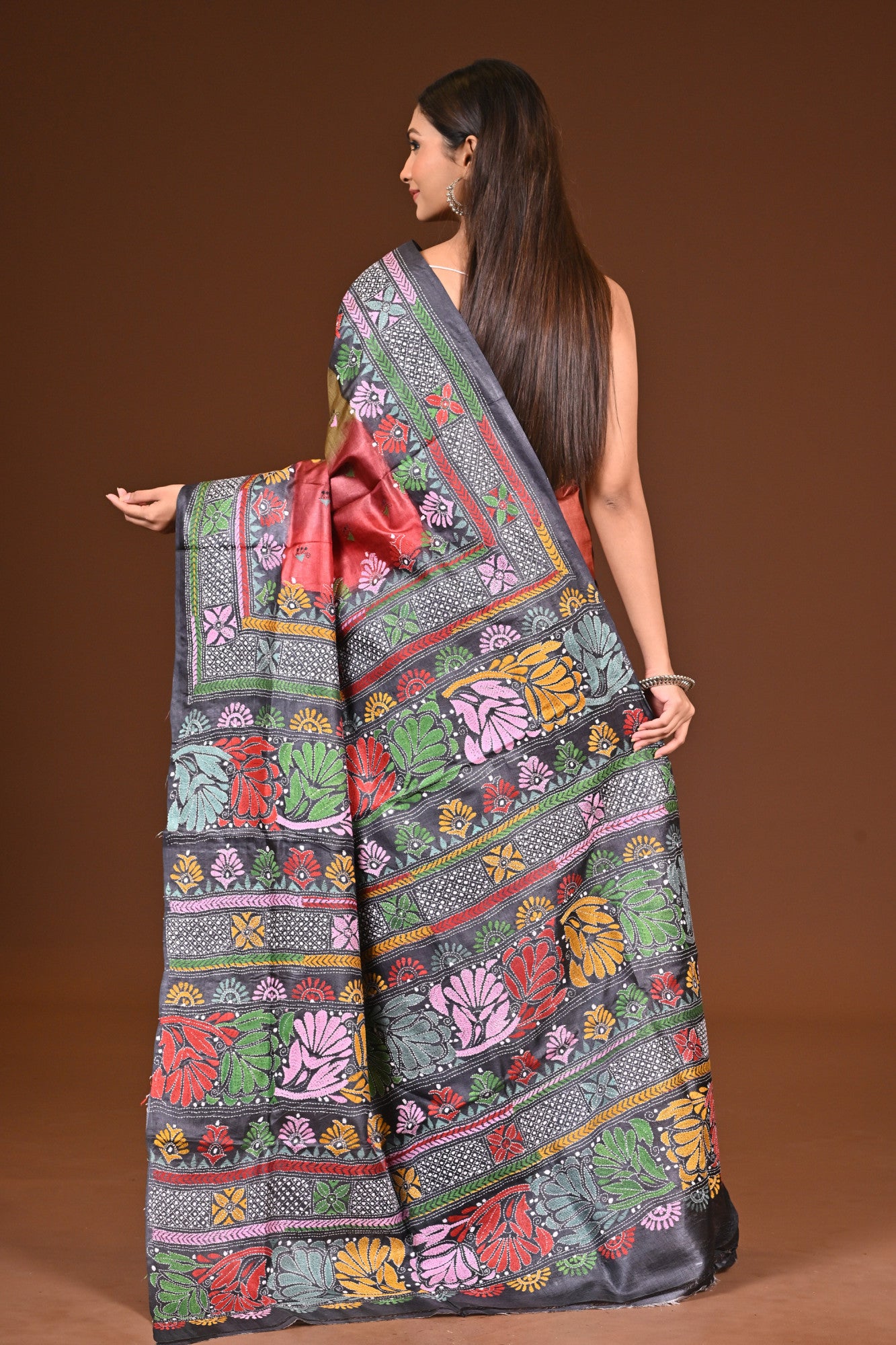 PURE  SILK KANTHA SAREE Thumbnail