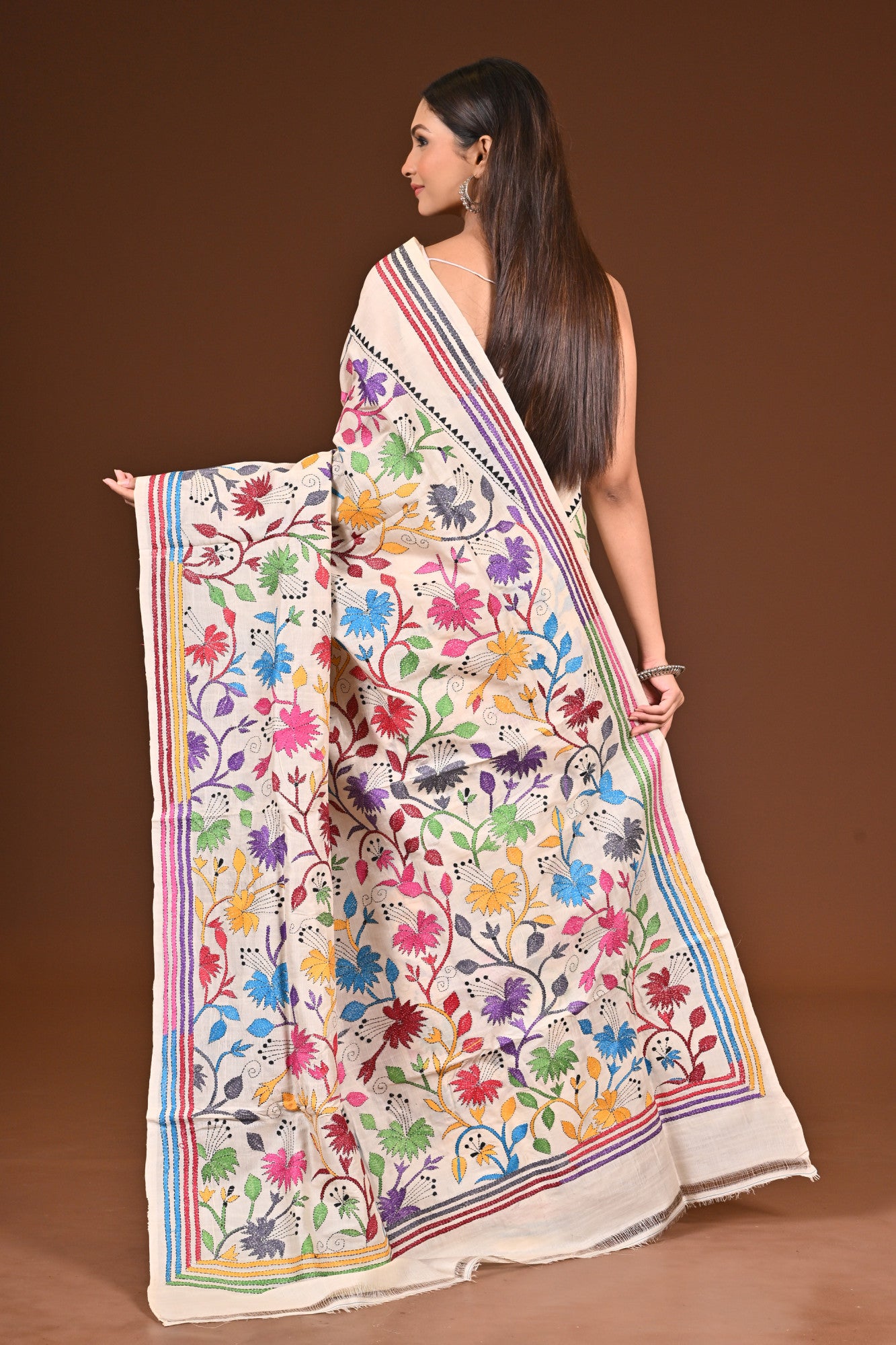 PURE  SILK KANTHA SAREE Thumbnail