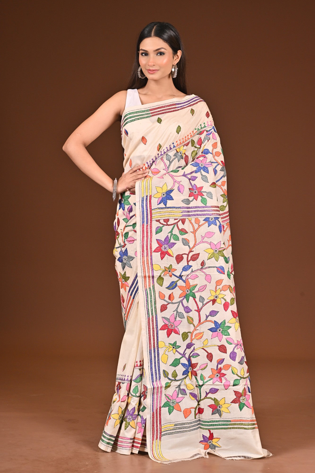 PURE  SILK KANTHA SAREE