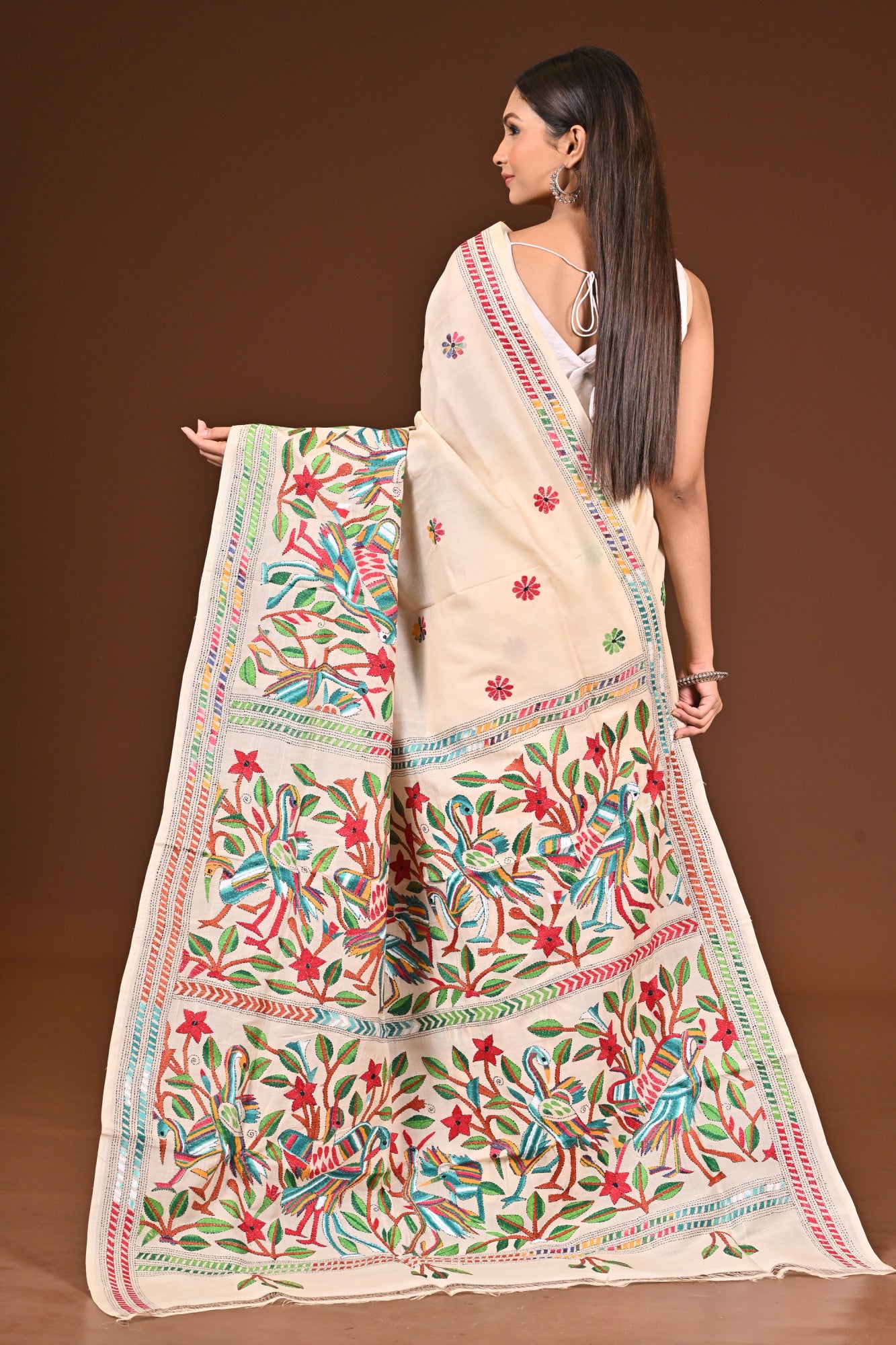 PURE  SILK KANTHA SAREE Thumbnail