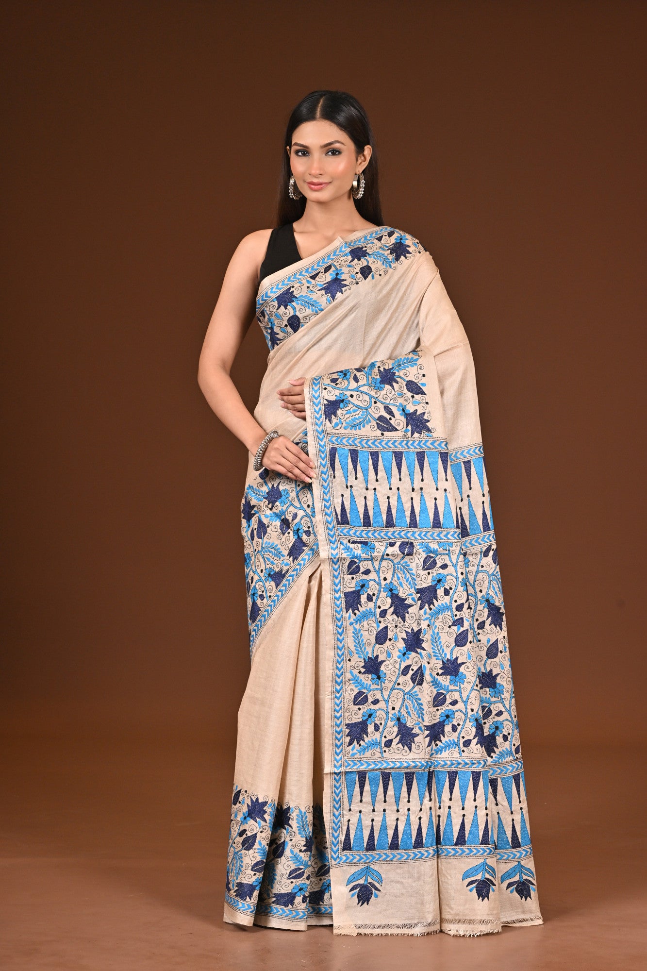 PURE  SILK KANTHA SAREE Thumbnail