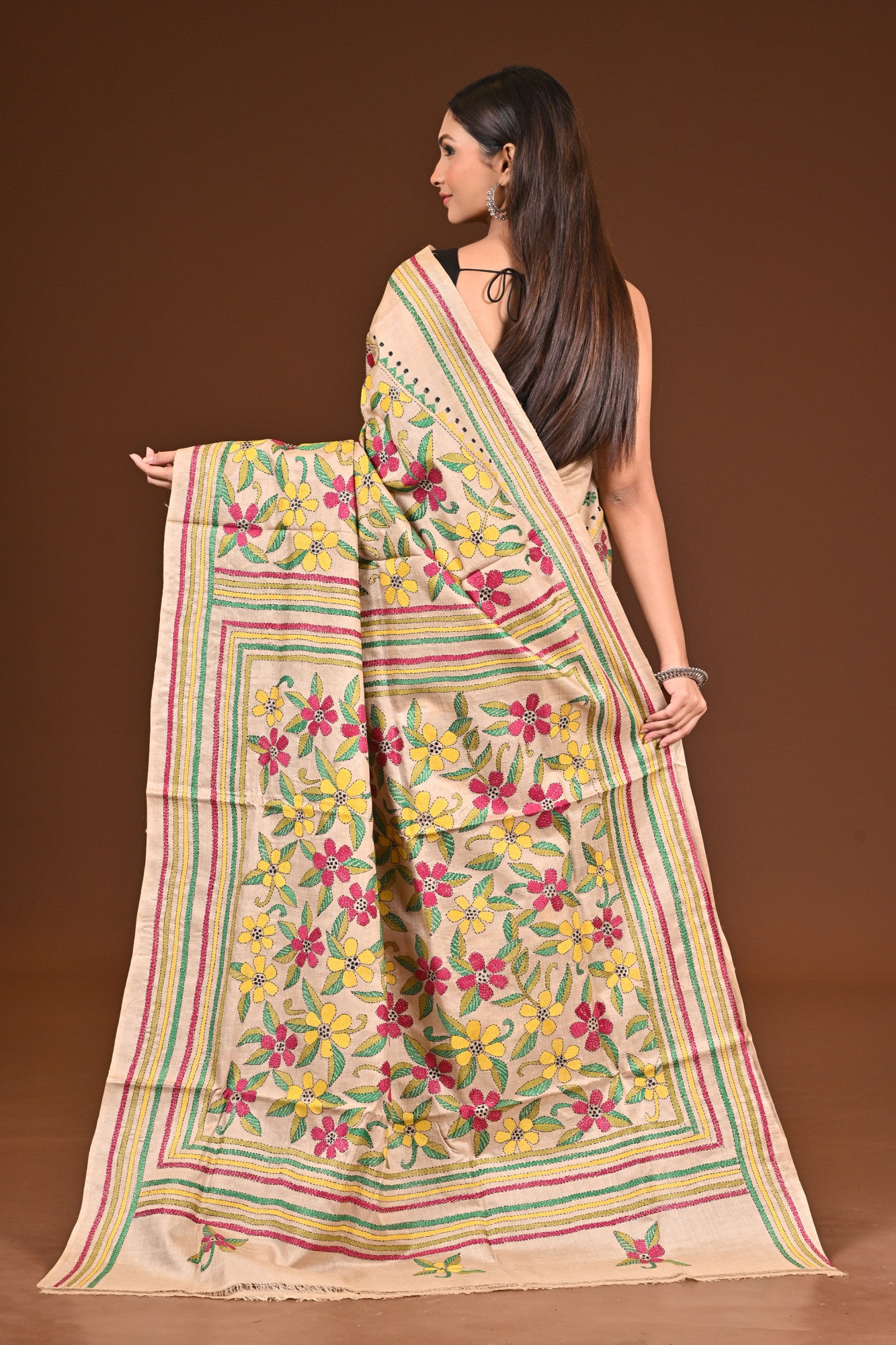 PURE  SILK KANTHA SAREE Thumbnail
