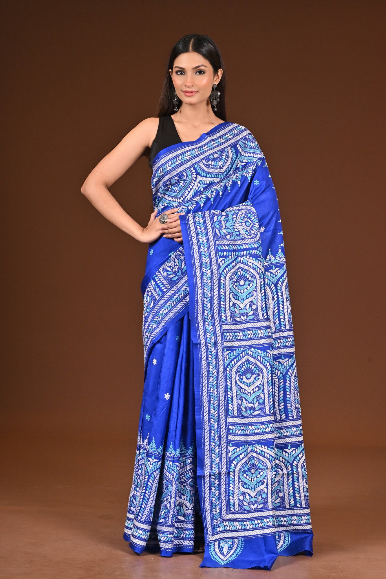 PURE  SILK KANTHA SAREE Thumbnail