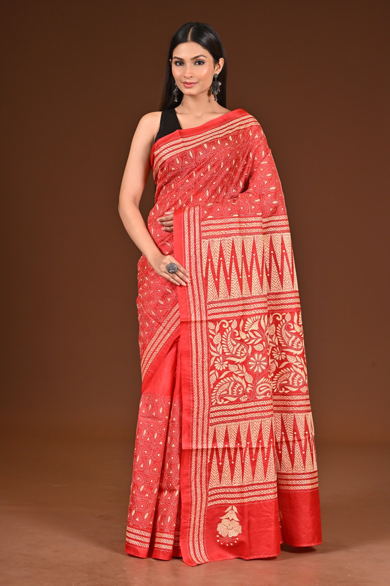 PURE  SILK KANTHA SAREE Thumbnail