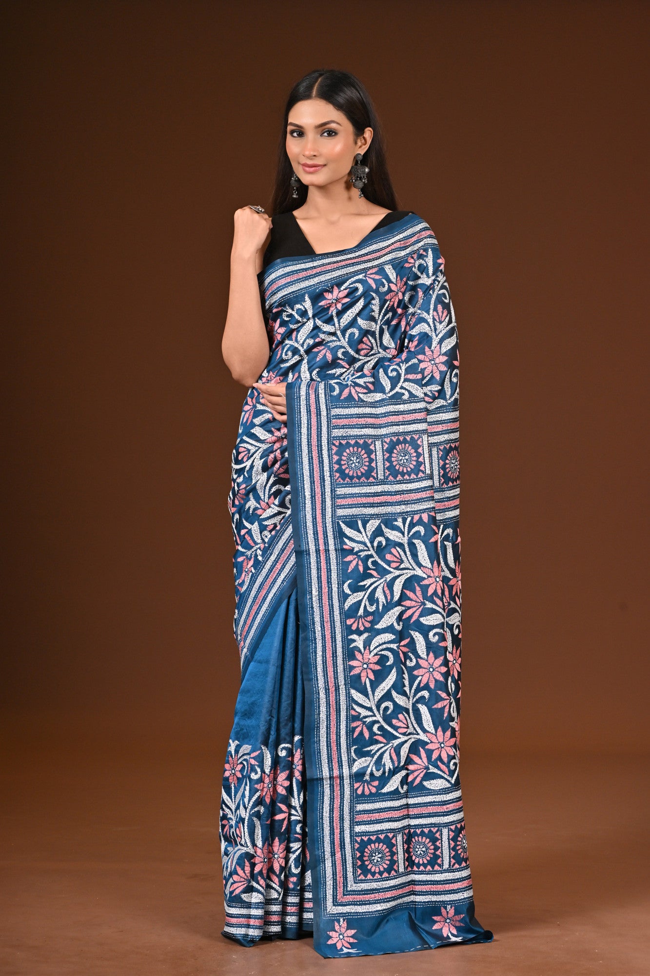 PURE  SILK KANTHA SAREE