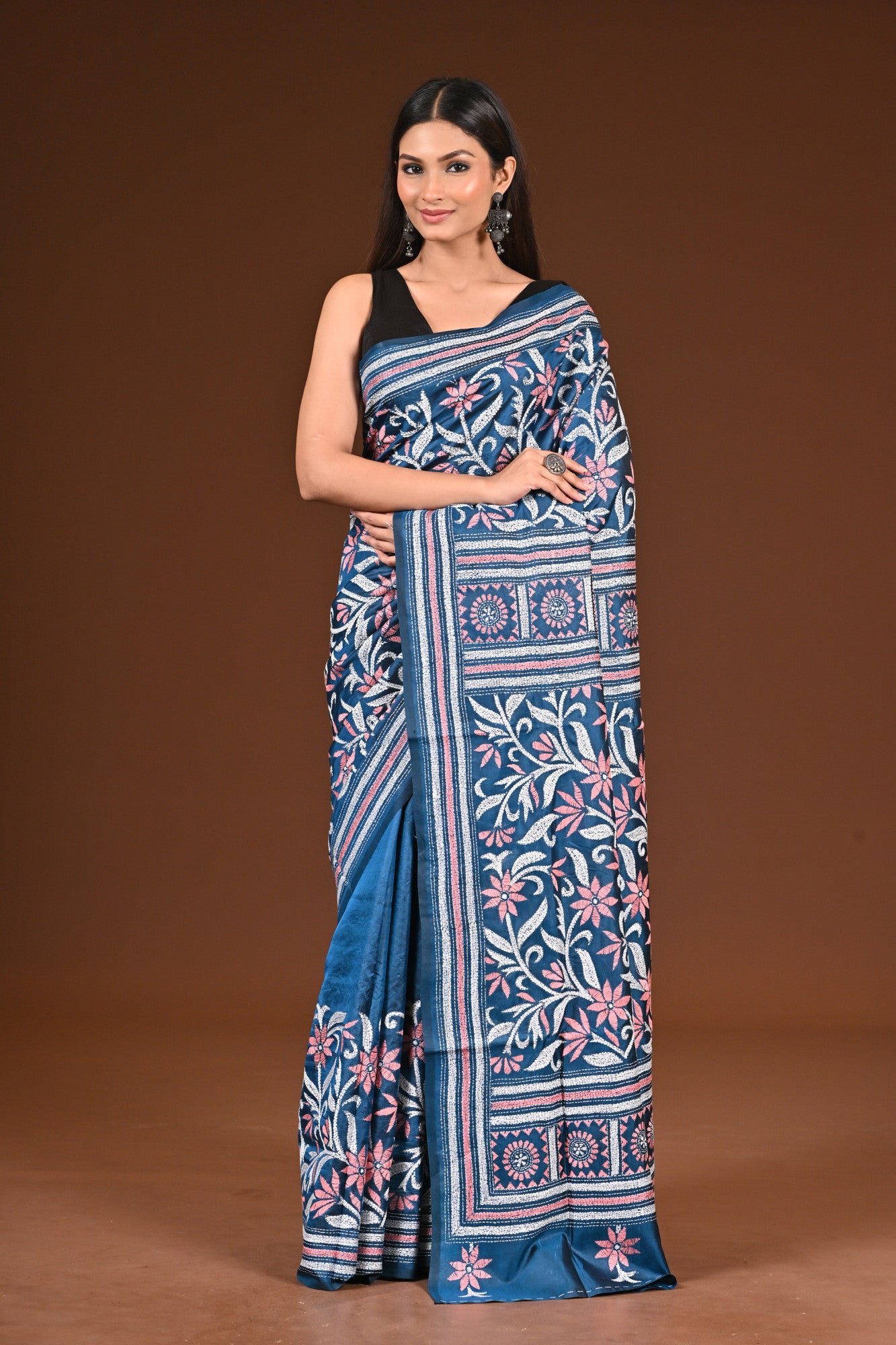 PURE  SILK KANTHA SAREE Thumbnail