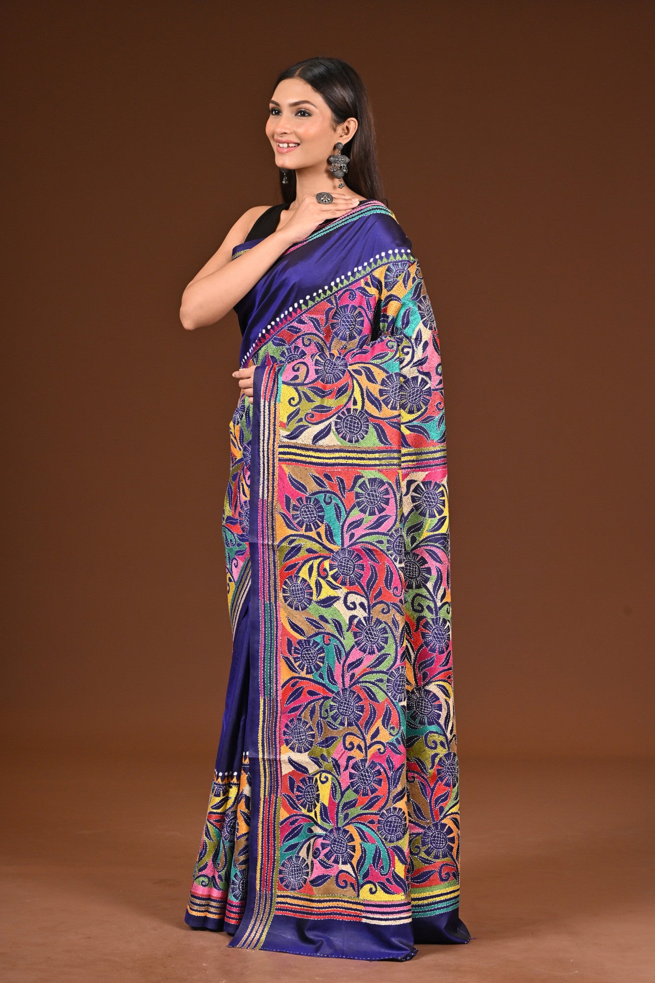 PURE  SILK KANTHA SAREE Thumbnail