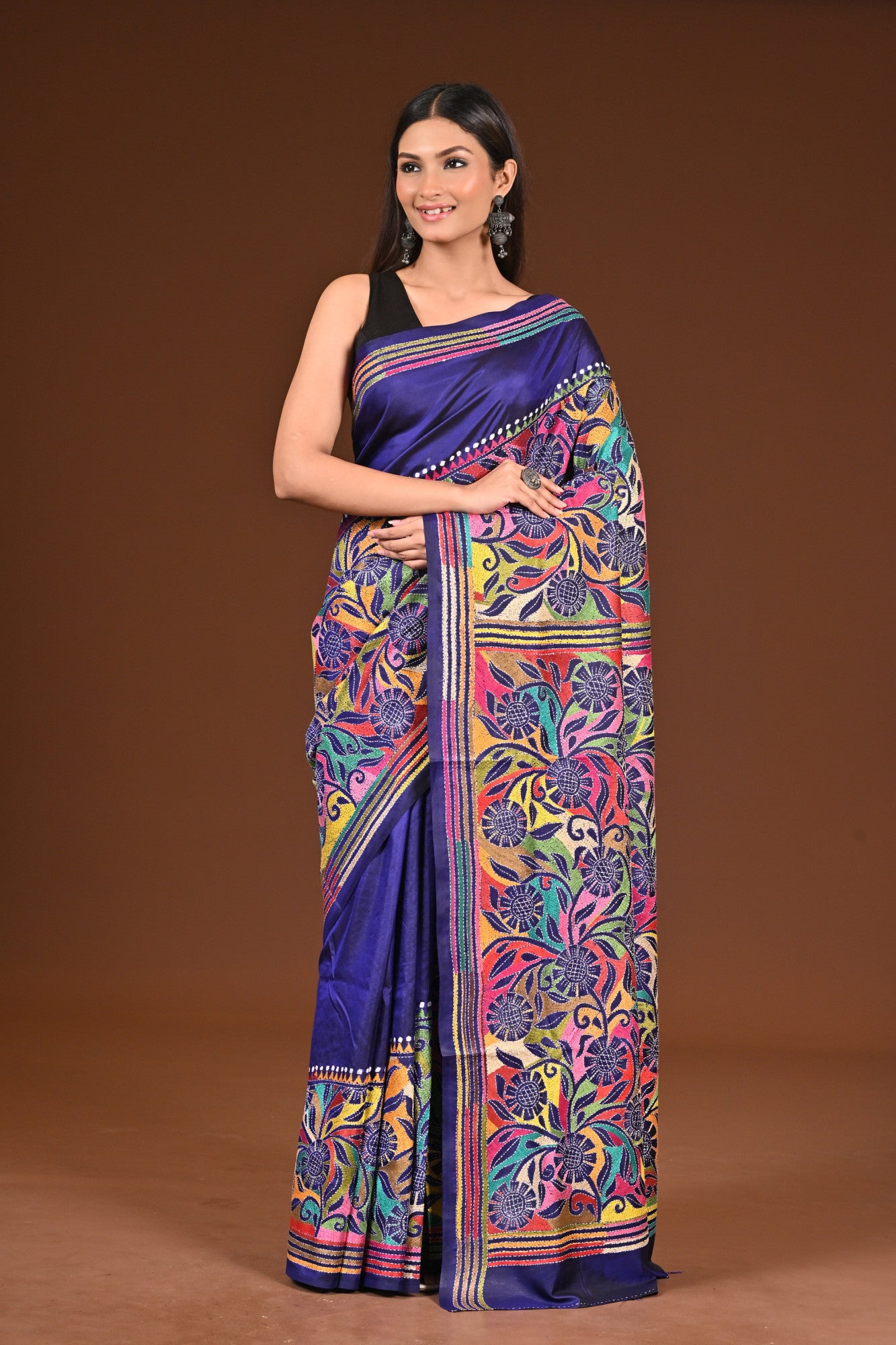 PURE  SILK KANTHA SAREE Thumbnail