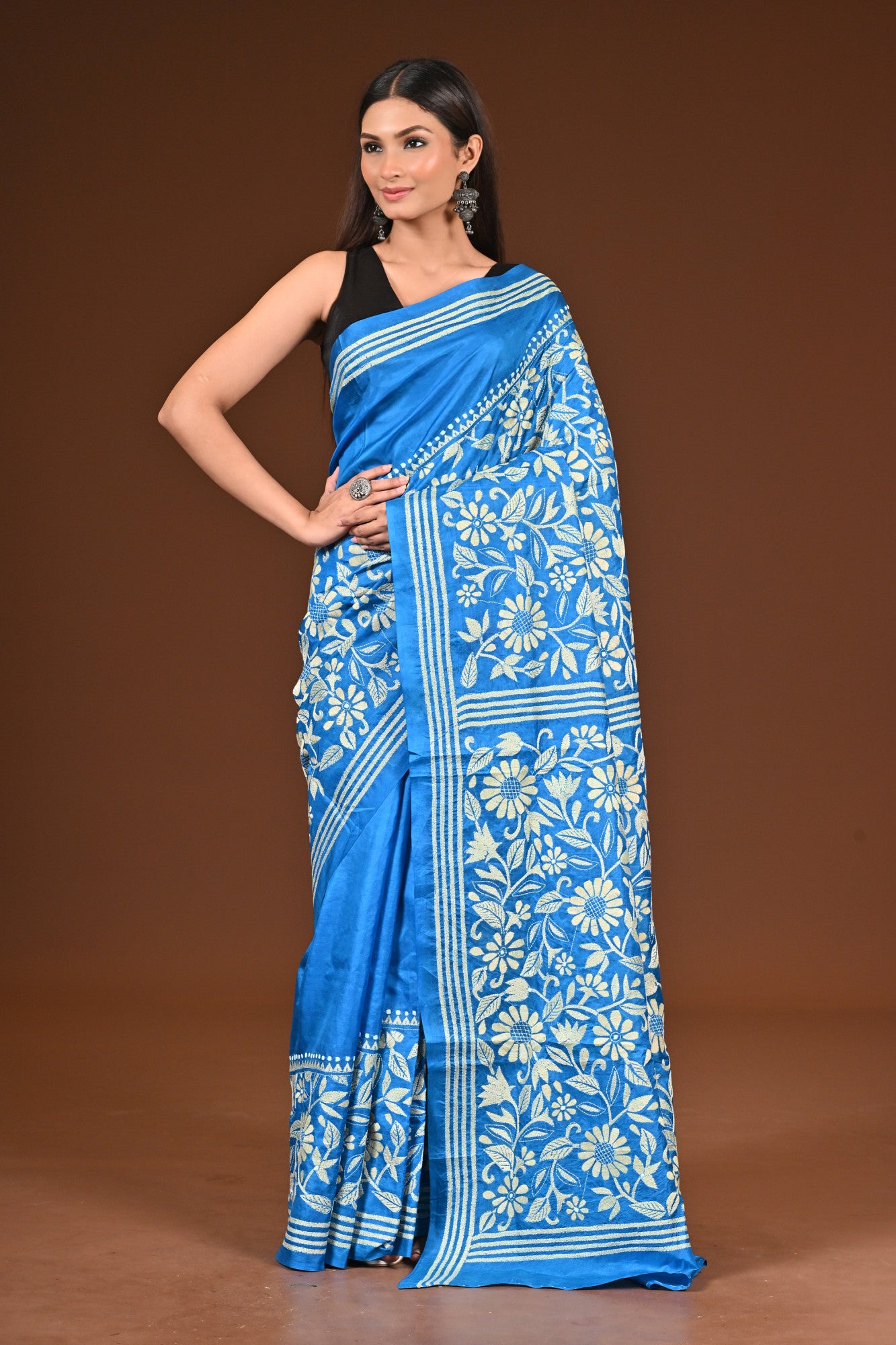 PURE  SILK KANTHA SAREE Thumbnail