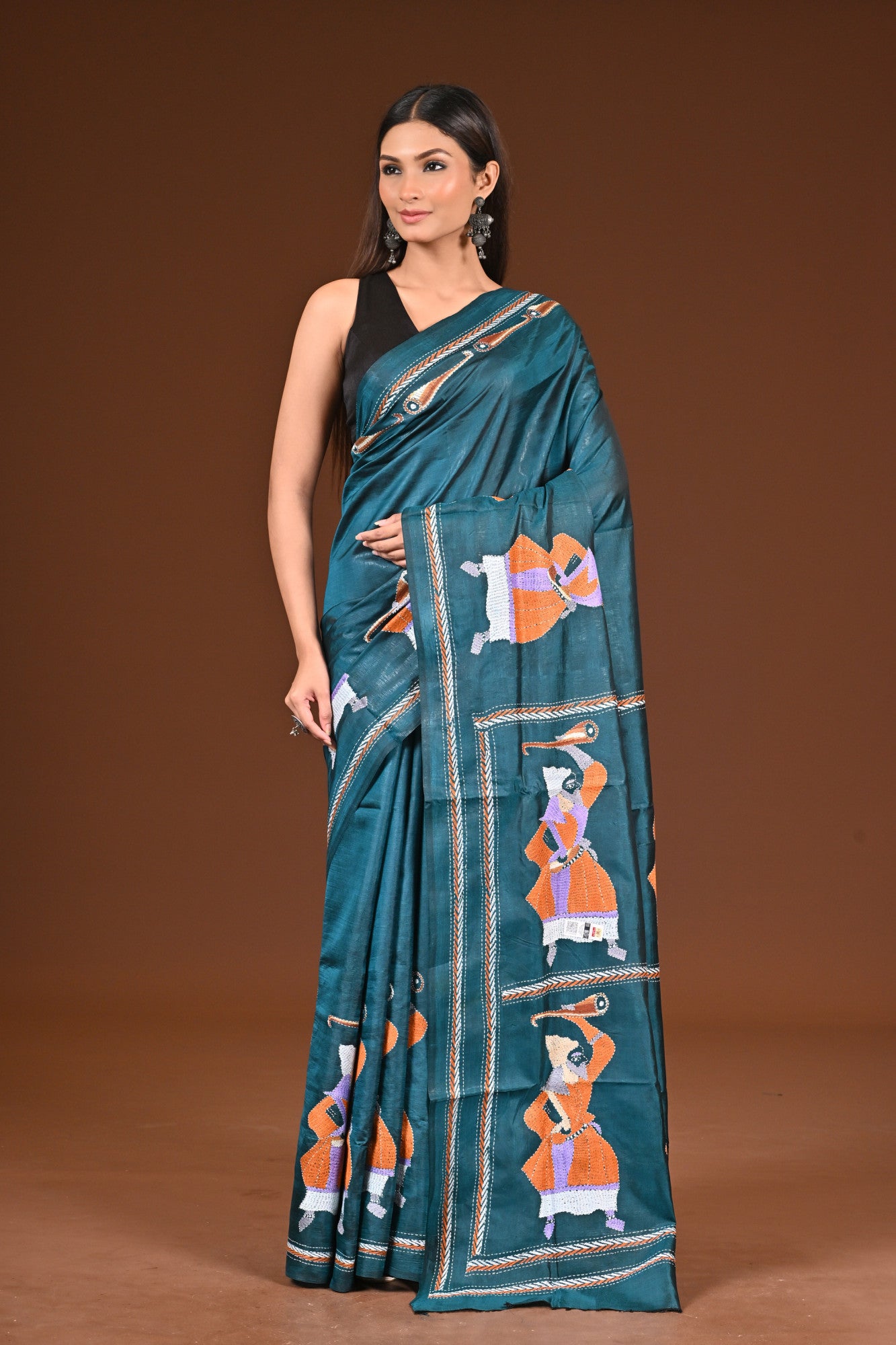 PURE  SILK KANTHA SAREE Thumbnail