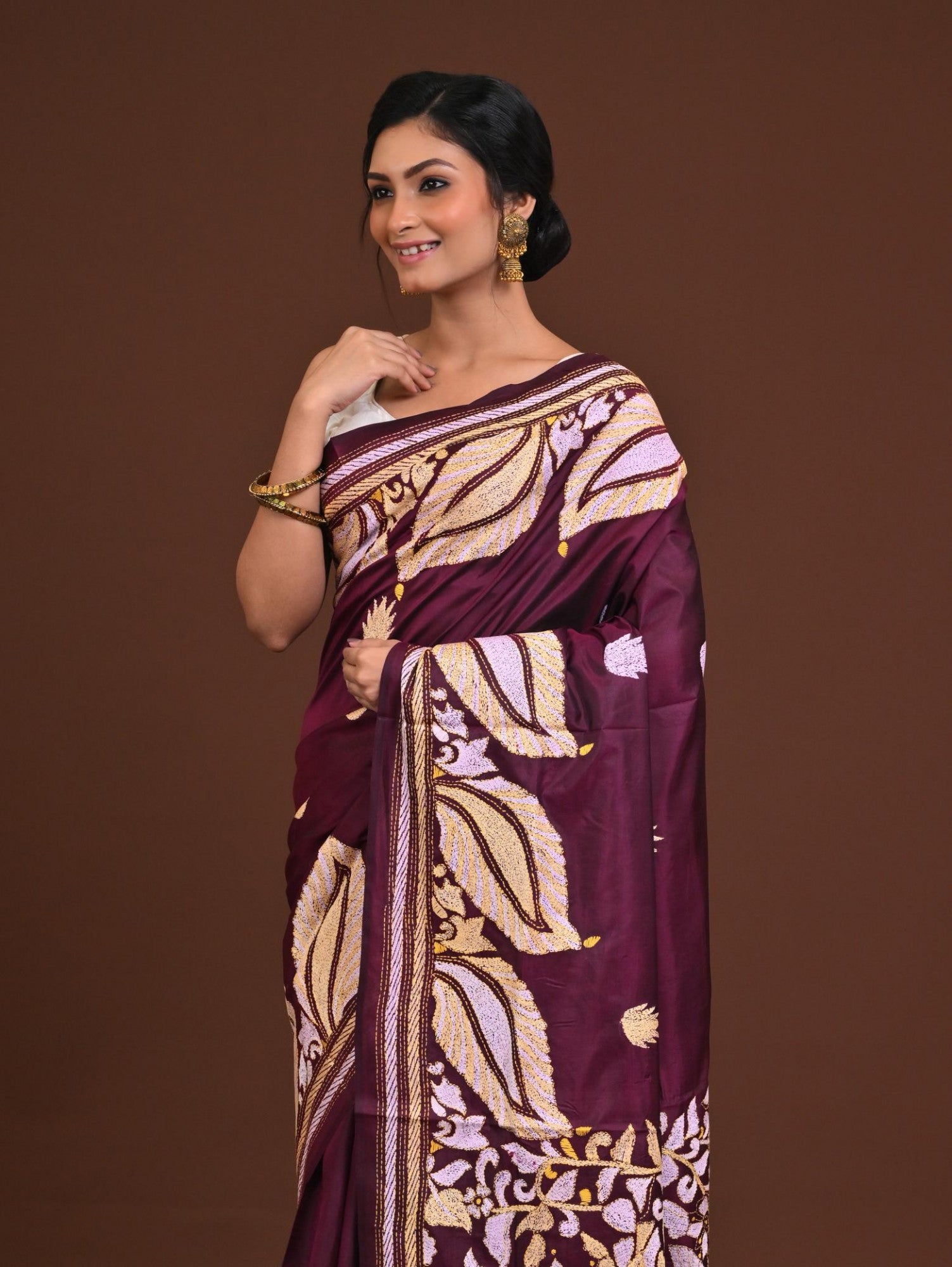 Pure Silk Kantha Saree Thumbnail