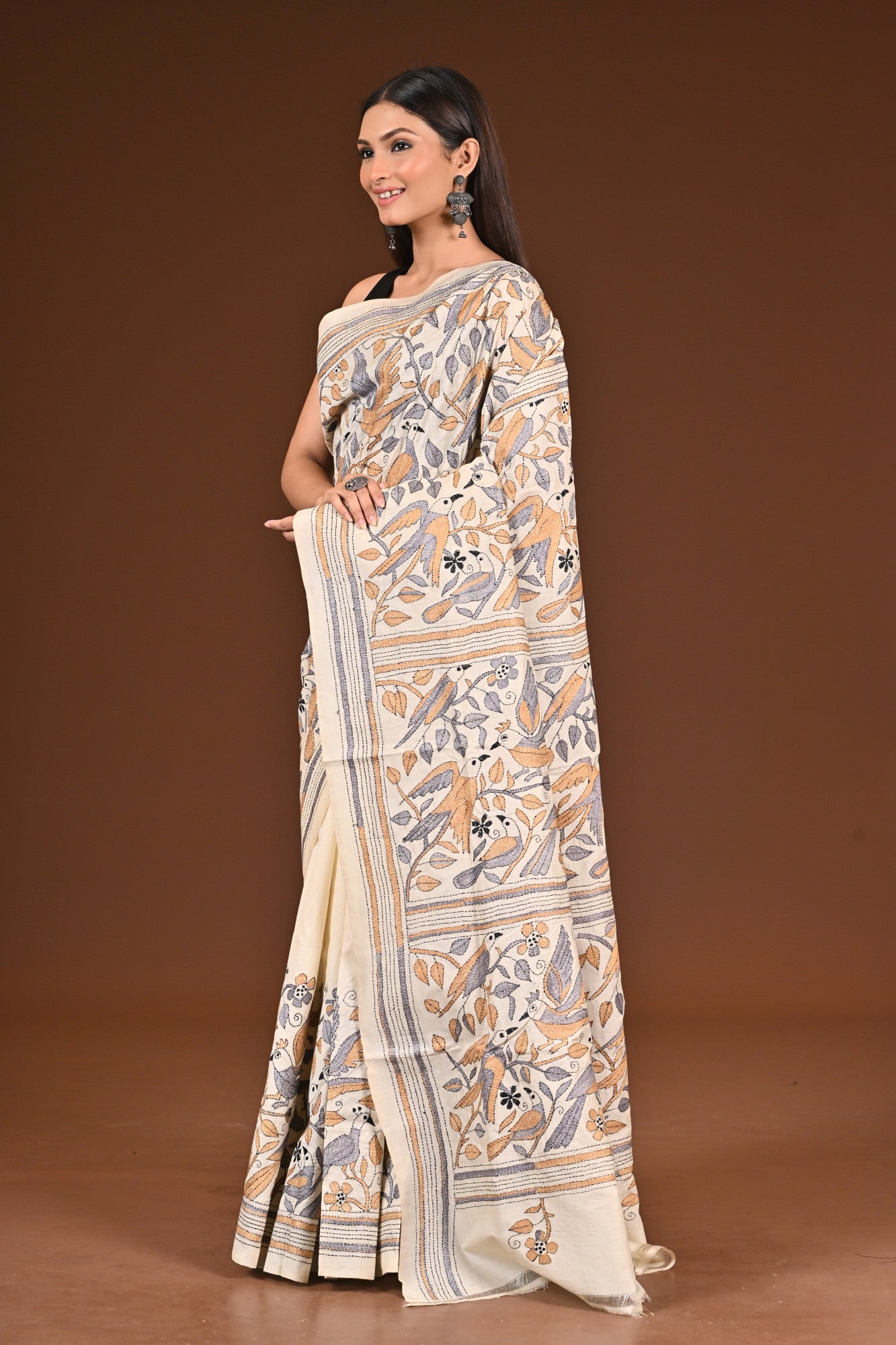 PURE  SILK KANTHA SAREE Thumbnail