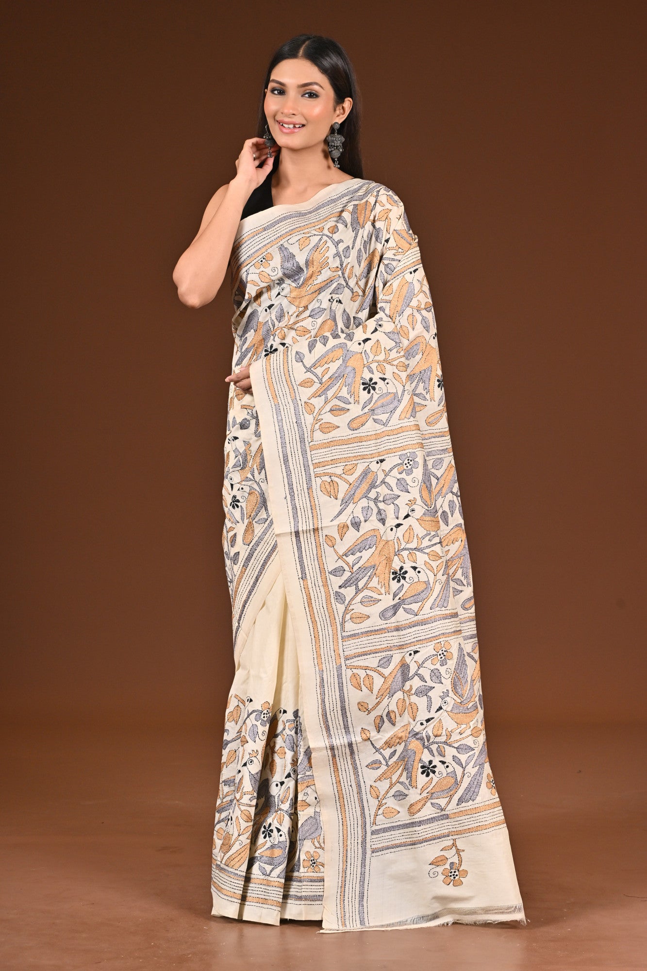PURE  SILK KANTHA SAREE Thumbnail