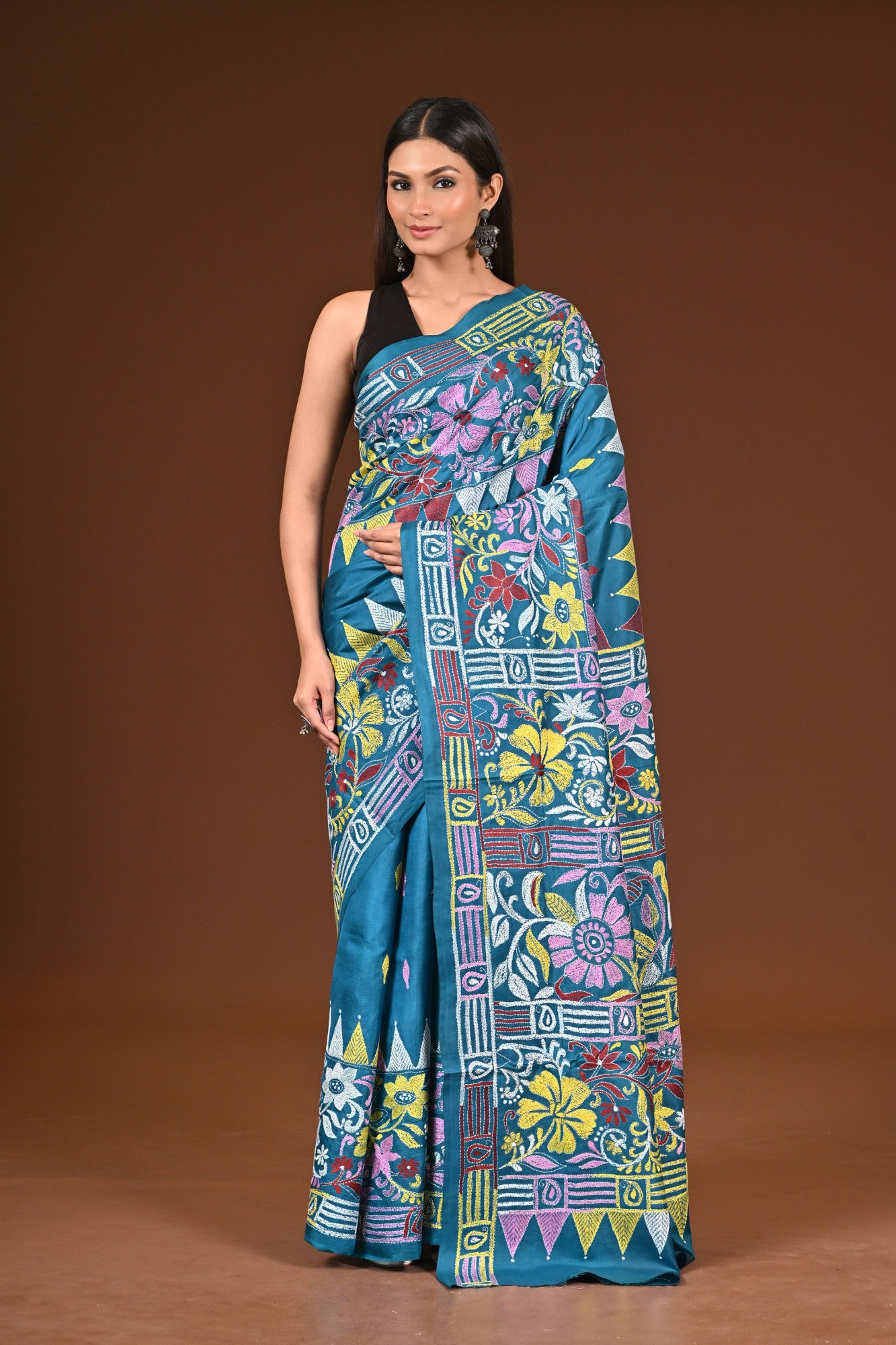 PURE  SILK KANTHA SAREE Thumbnail